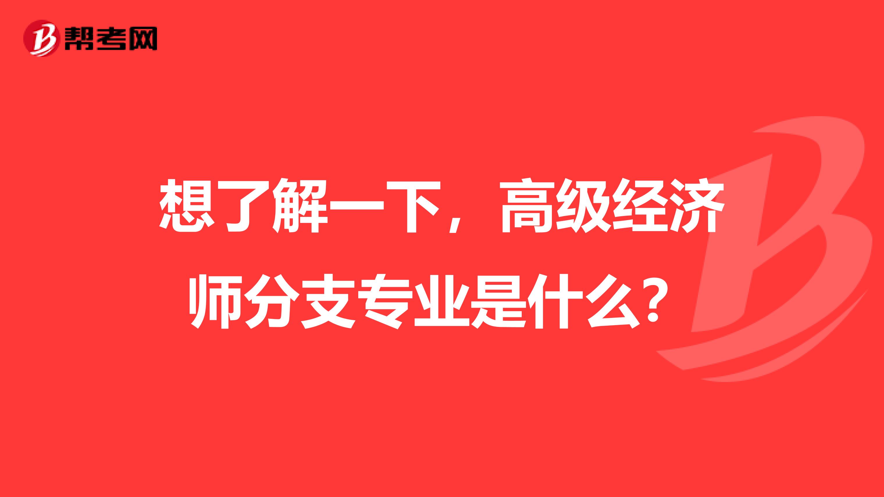 想了解一下，高级经济师分支专业是什么？