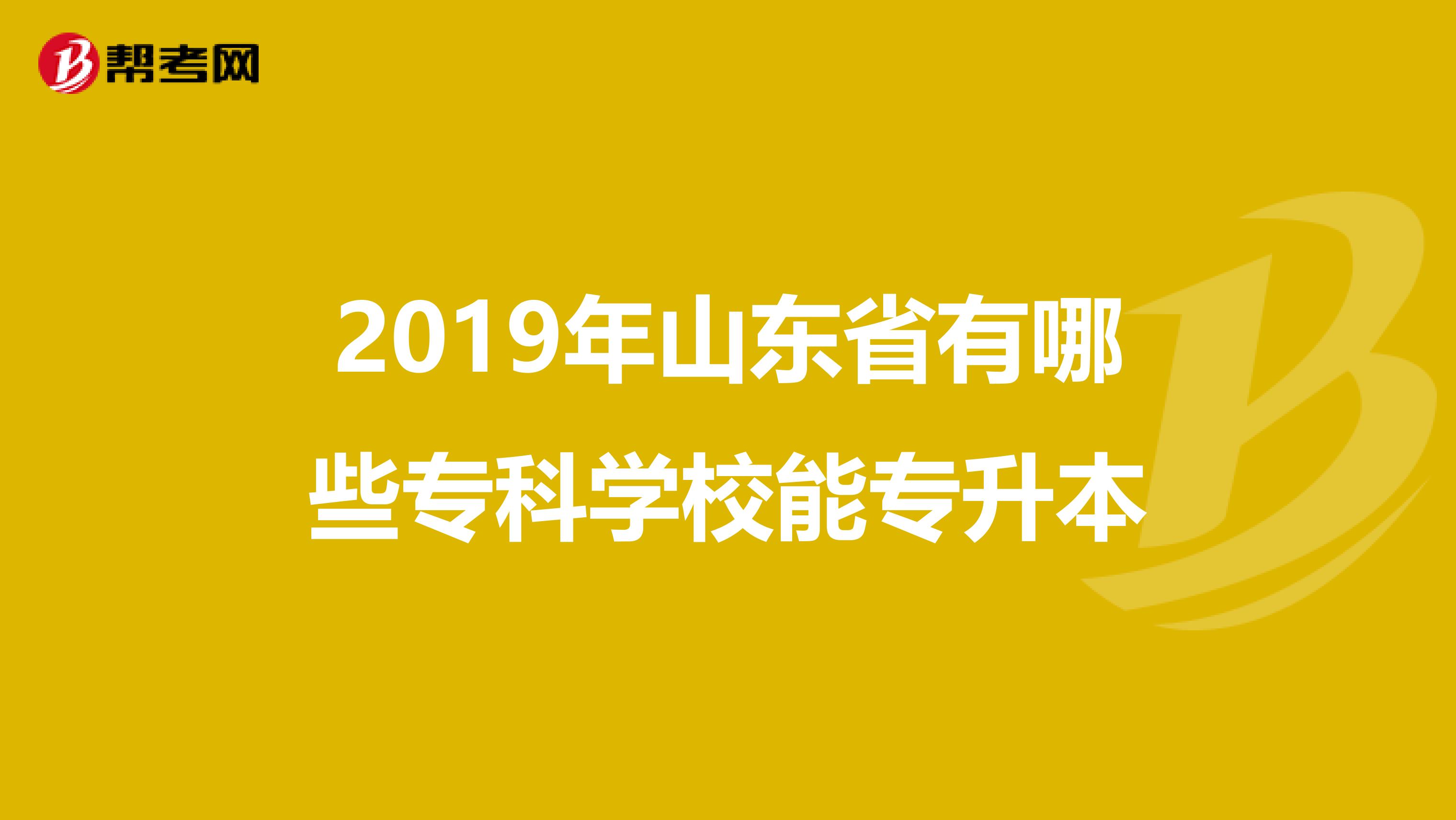 2019年山东省有哪些专科学校能专升本