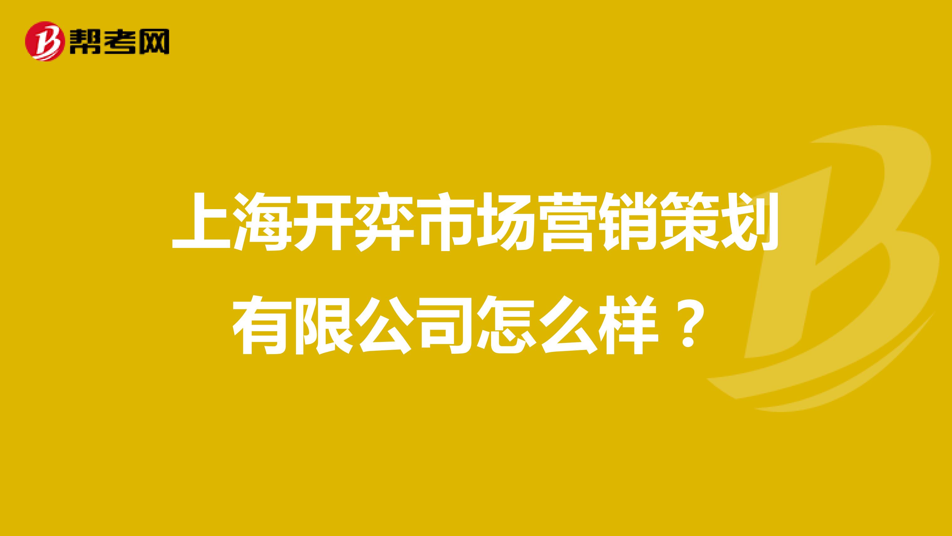 上海开弈市场营销策划有限公司怎么样？