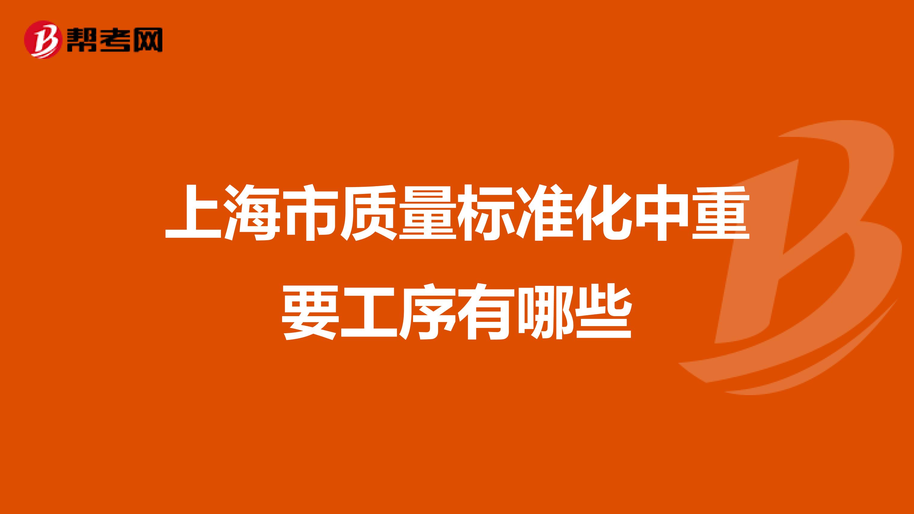 上海市质量标准化中重要工序有哪些