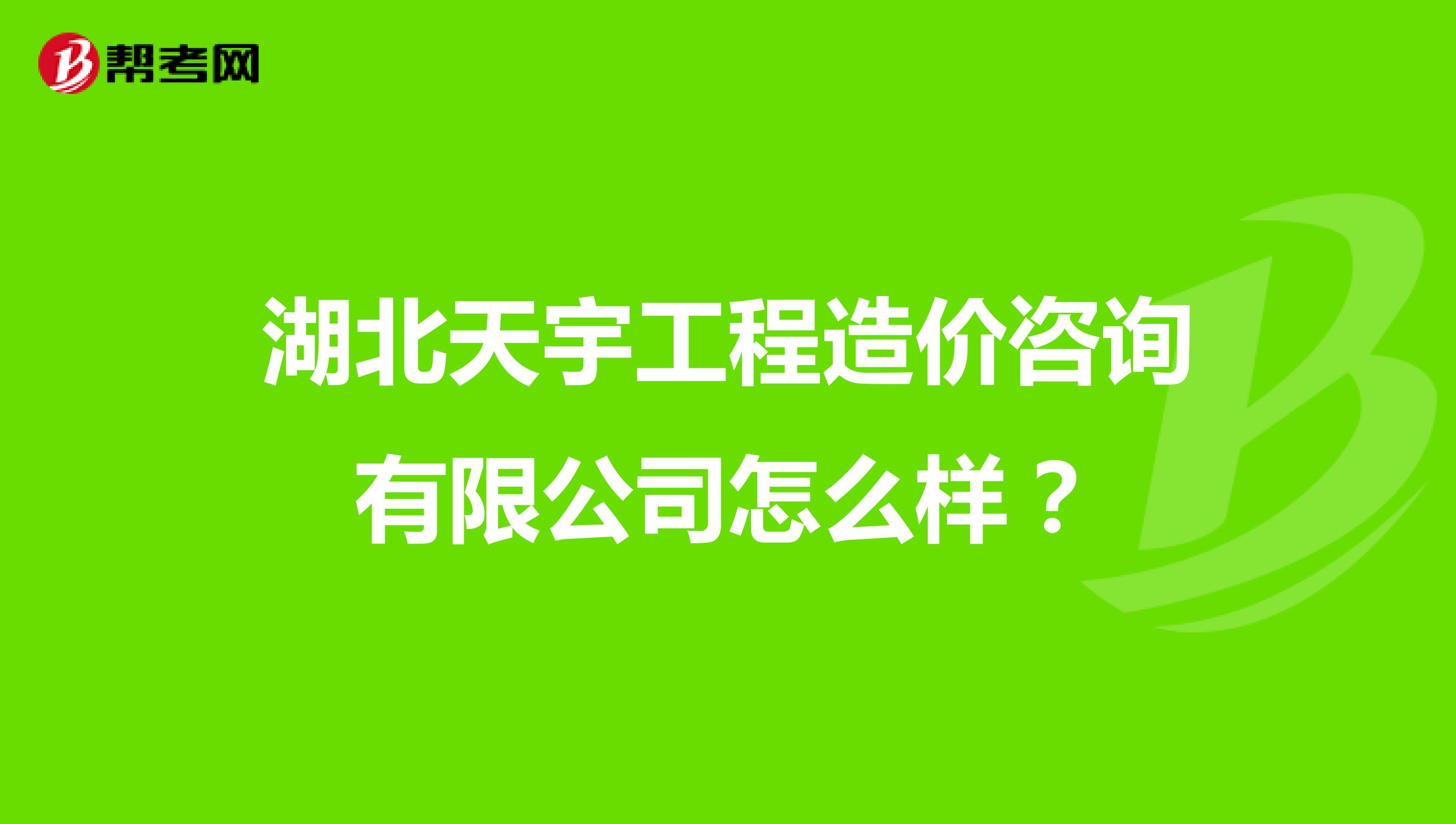 湖北天宇工程造价咨询有限公司怎么样?