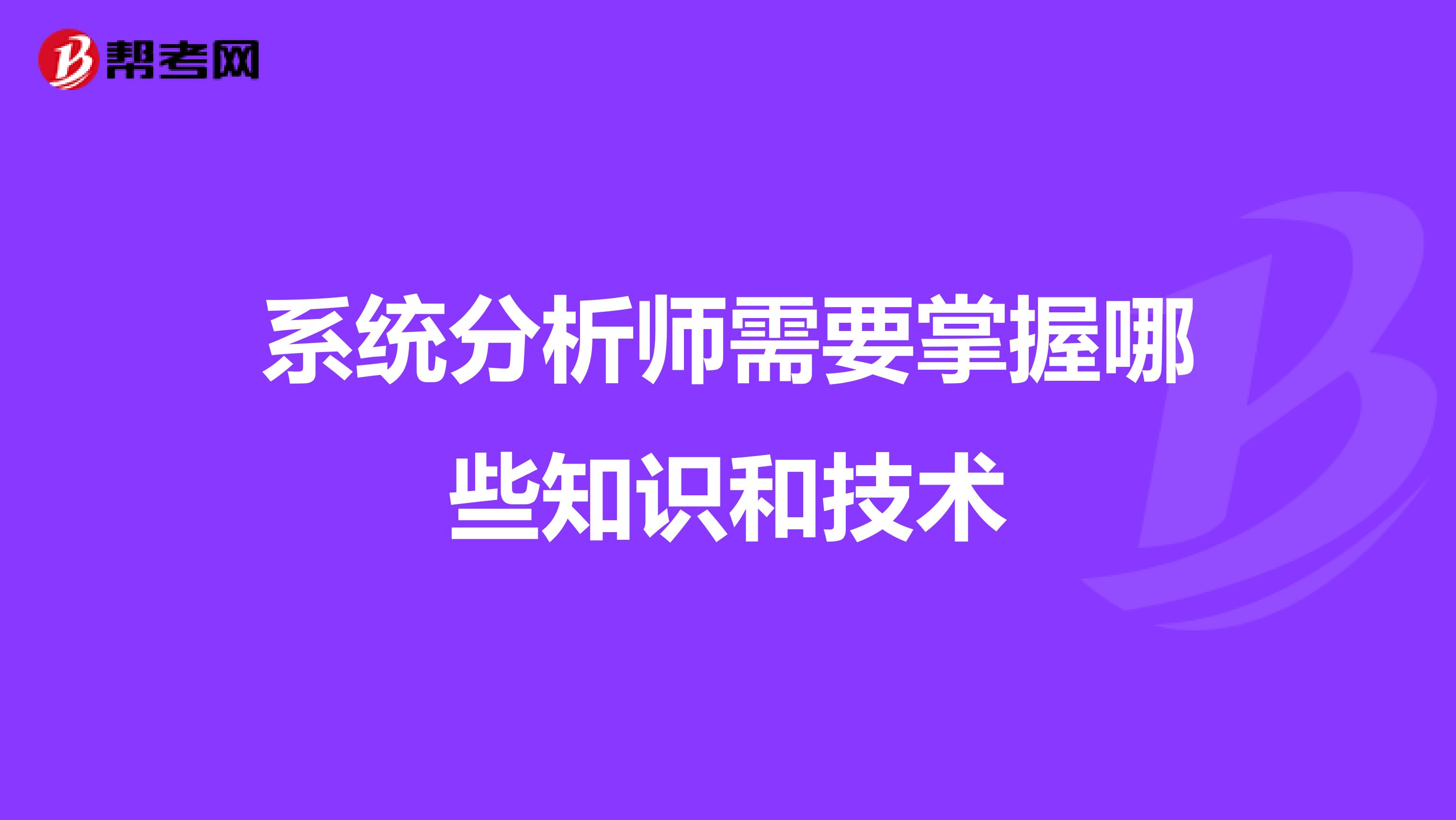 系统分析师需要掌握哪些知识和技术