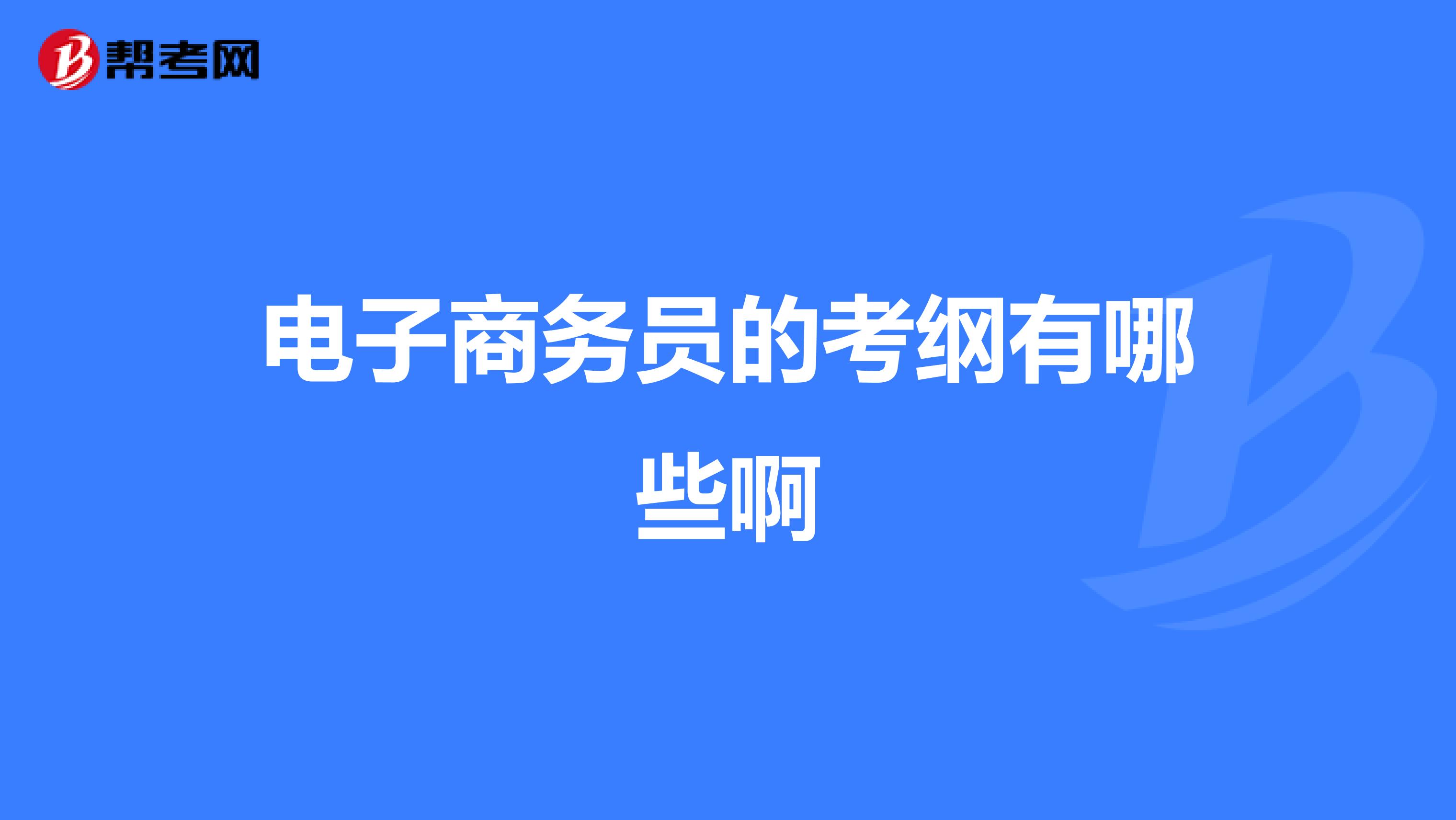 电子商务员的考纲有哪些啊