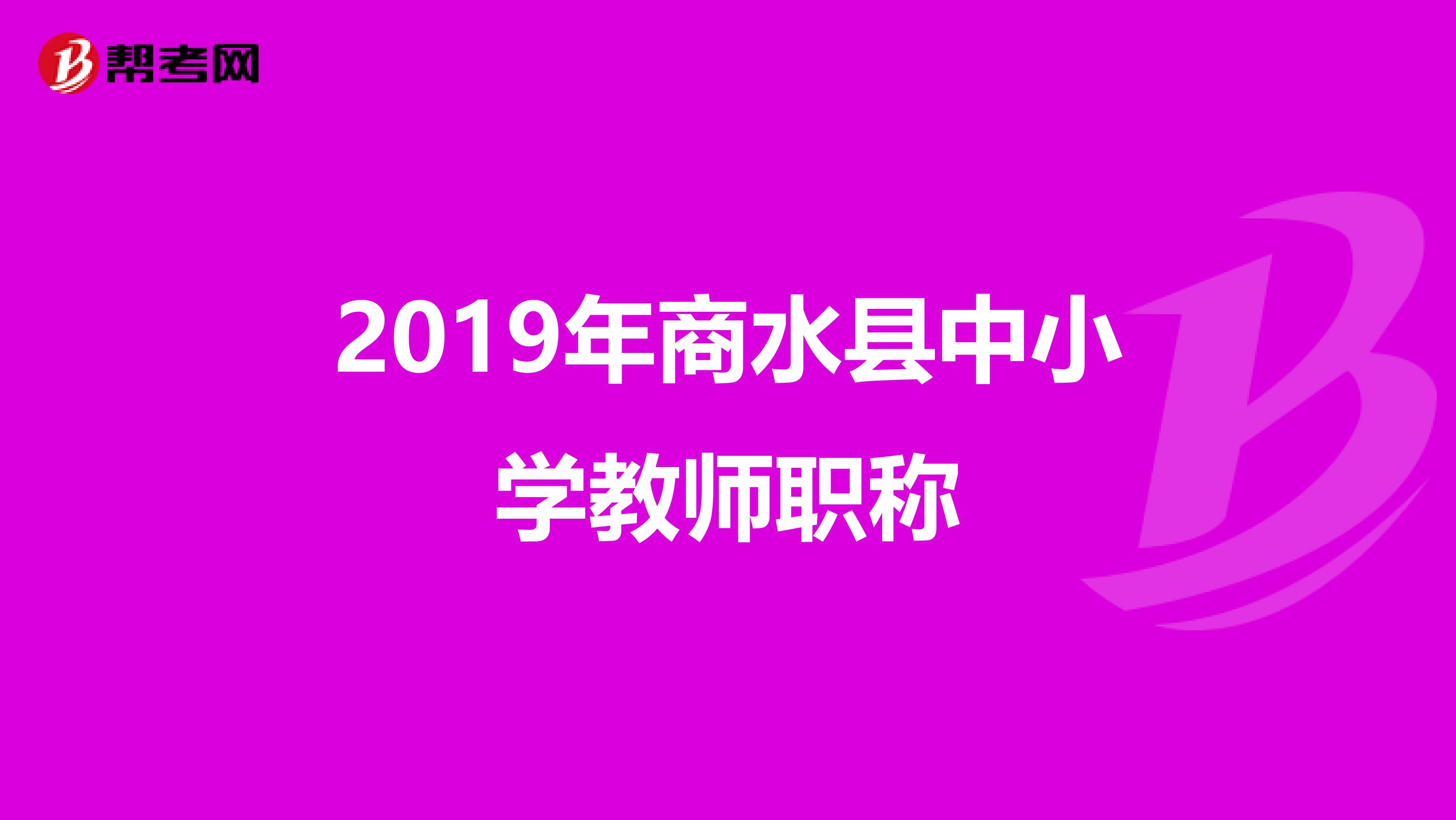 2019年商水县中小学教师职称