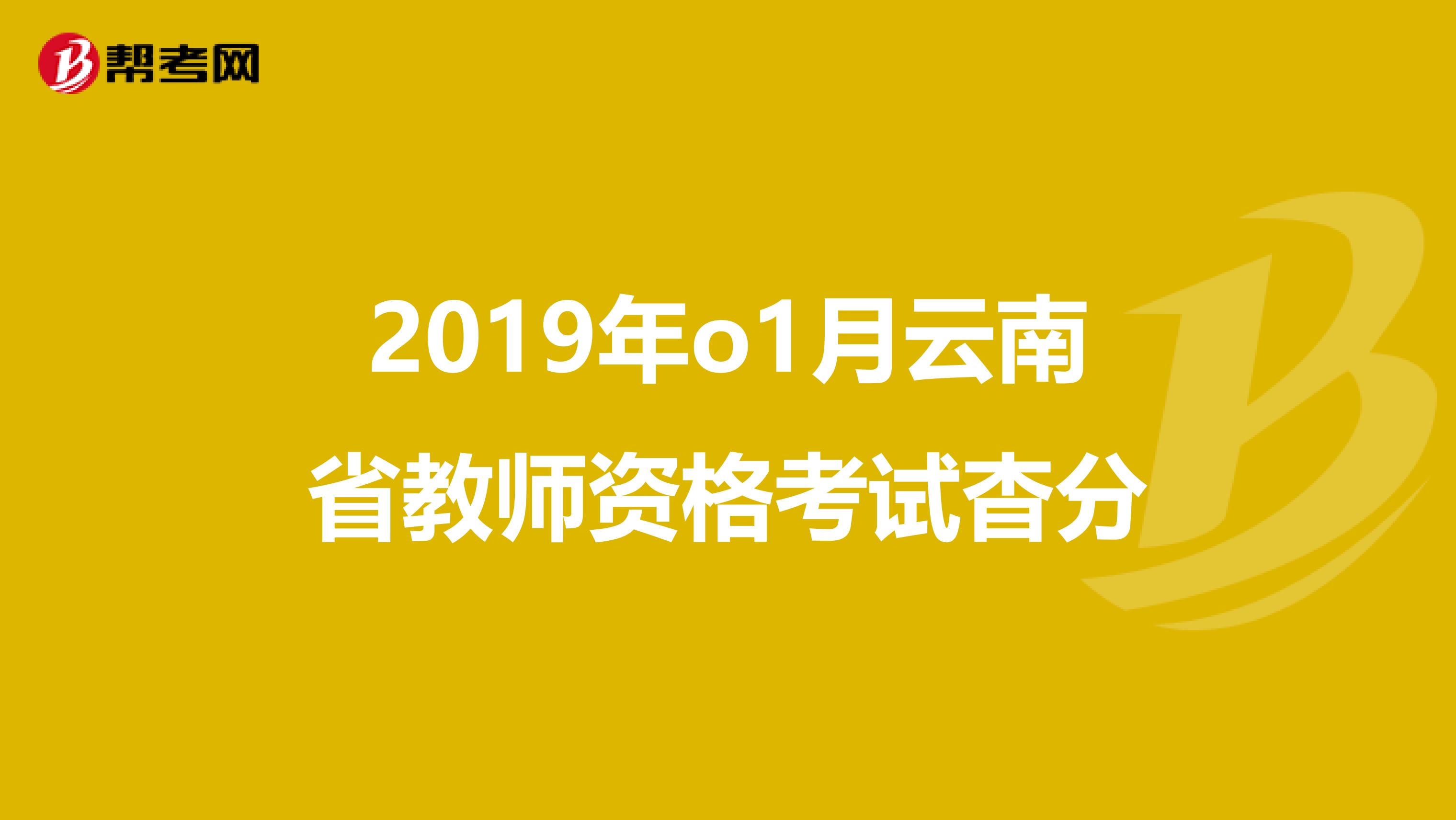 2019年o1月云南省教师资格考试杳分