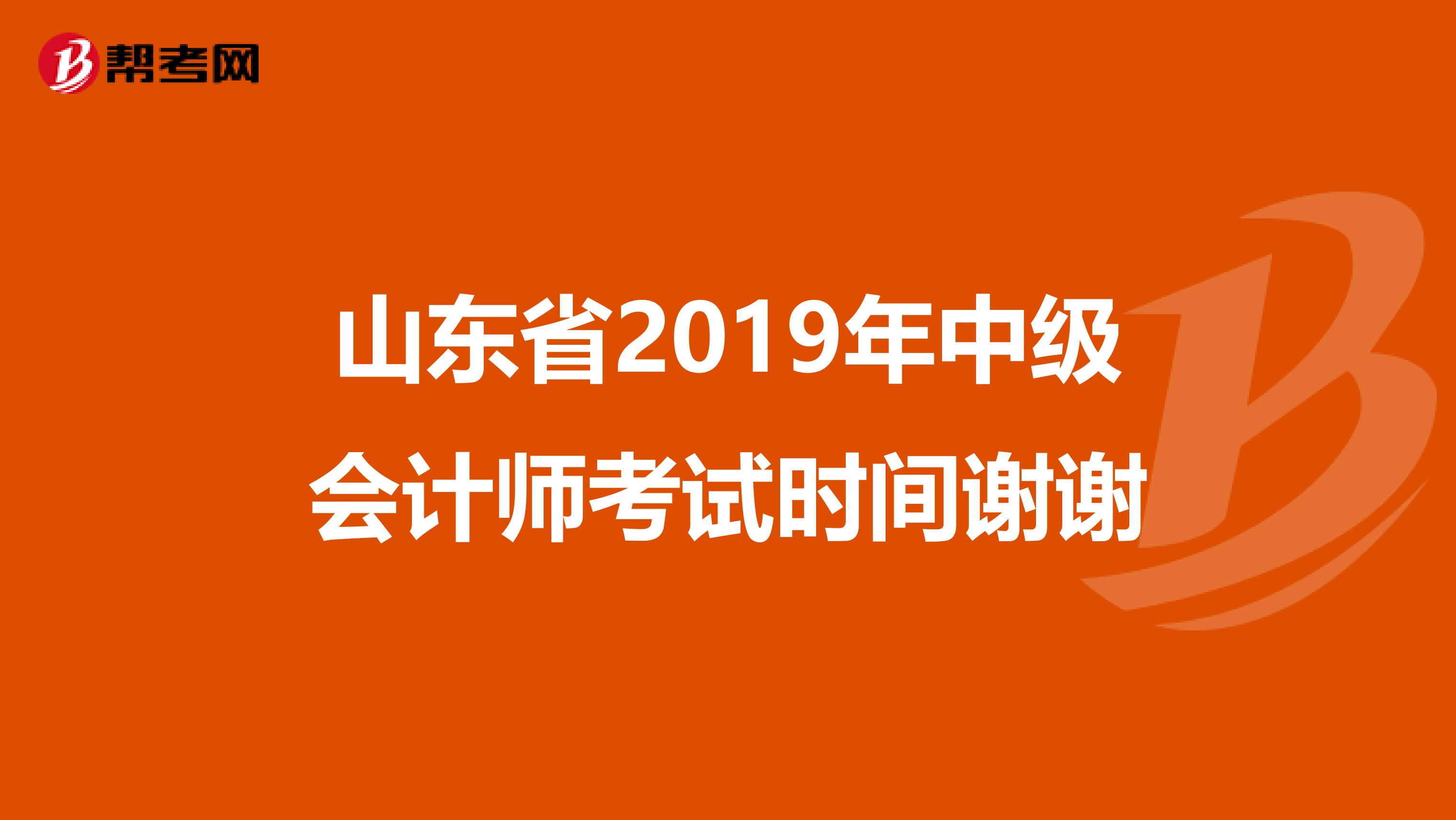 山东省2019年中级会计师考试时间谢谢