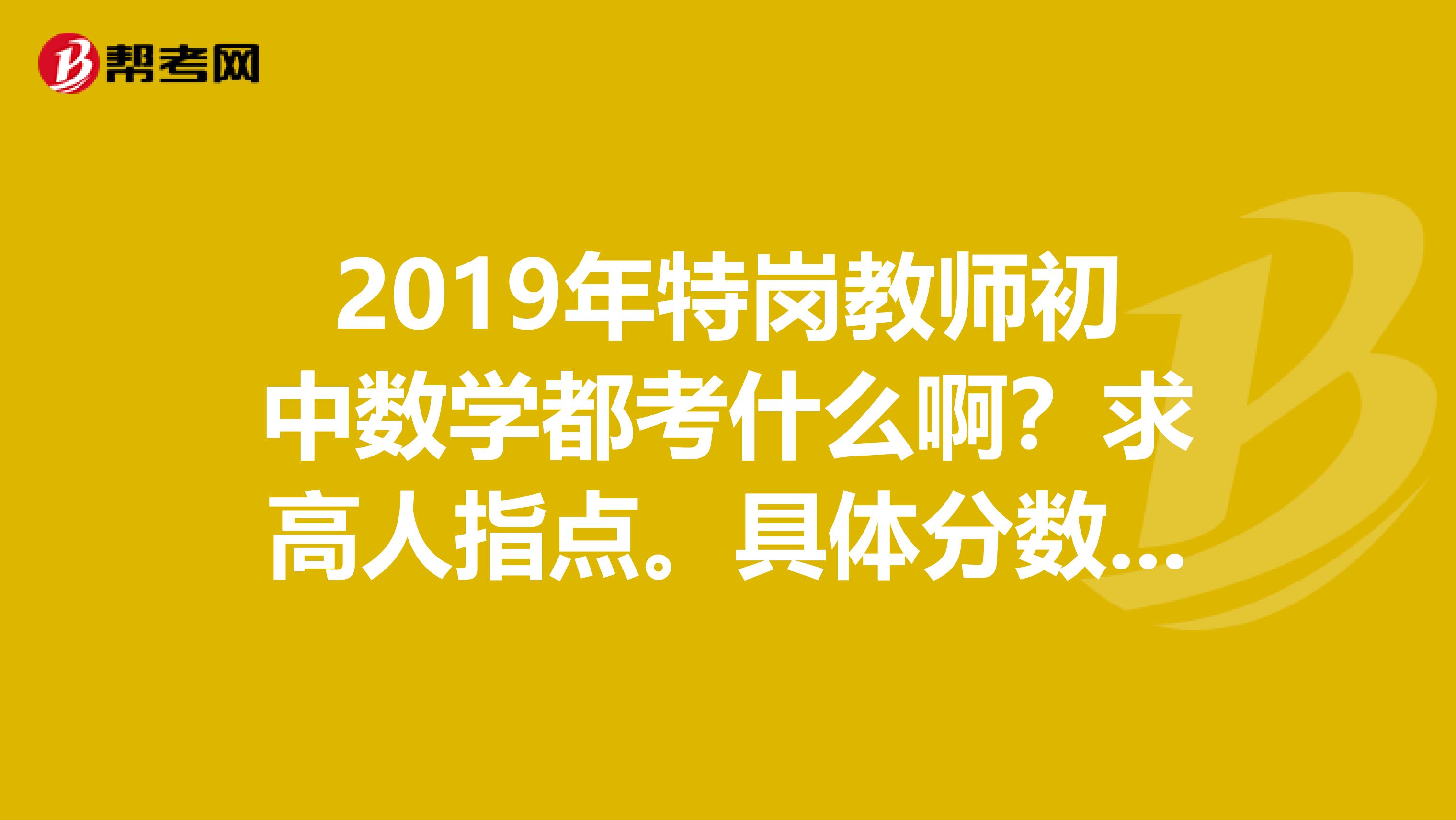 2019年特岗教师初中数学都考什么啊?求高人指点。具体分数比例是怎样的呢