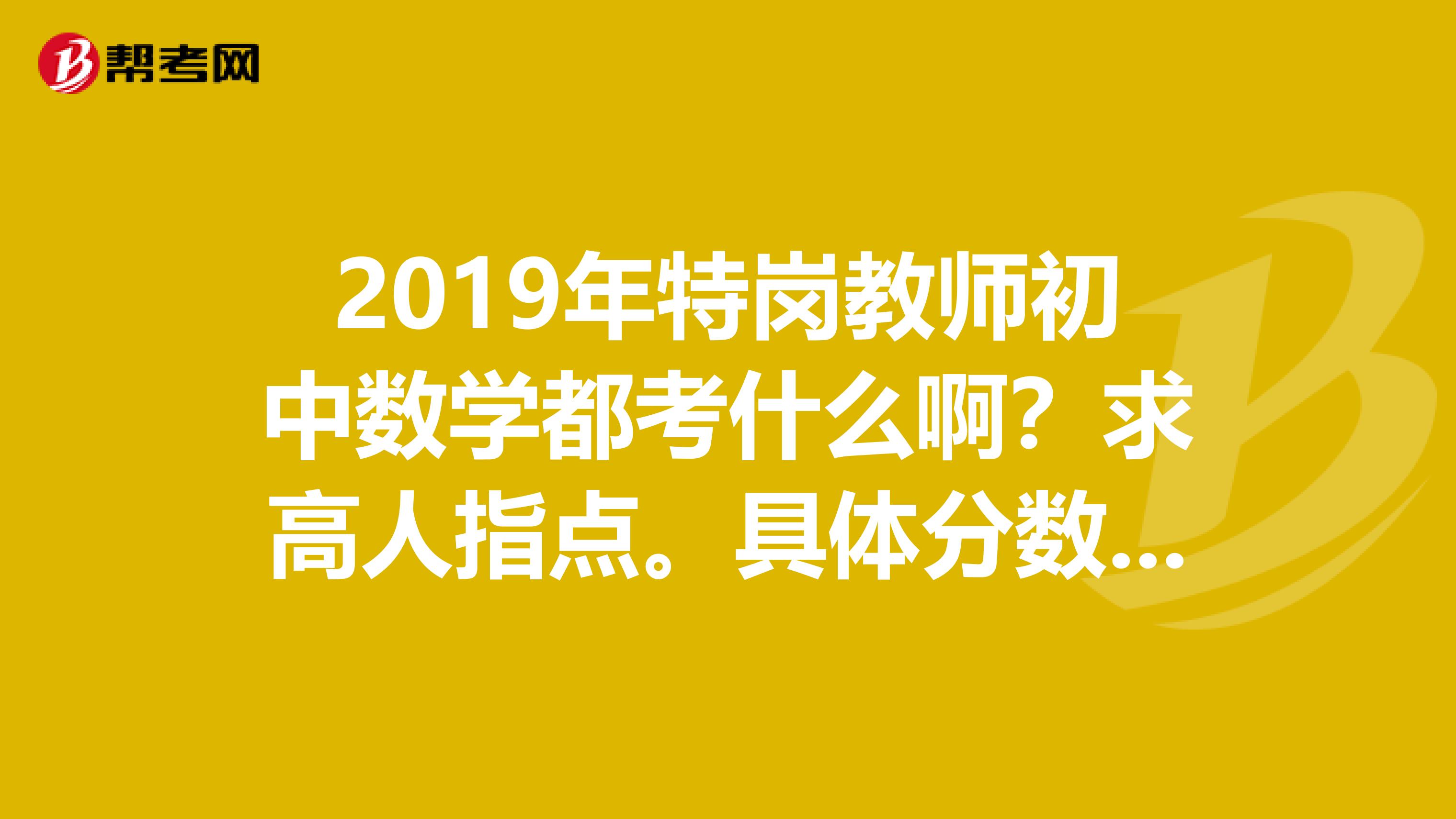 2019年特岗教师初中数学都考什么啊？求高人指点。具体分数比例是怎样的呢