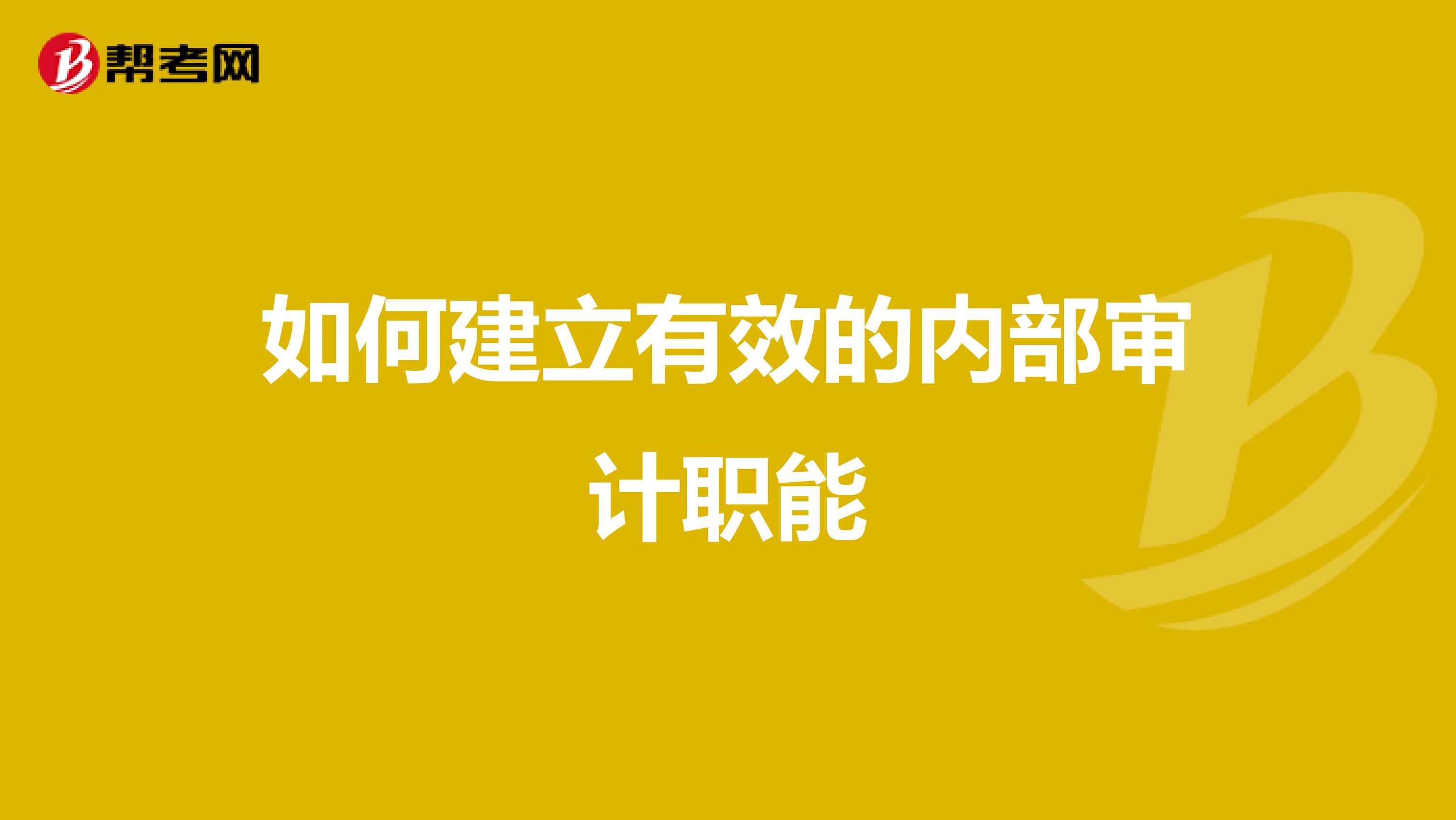 如何建立有效的内部审计职能