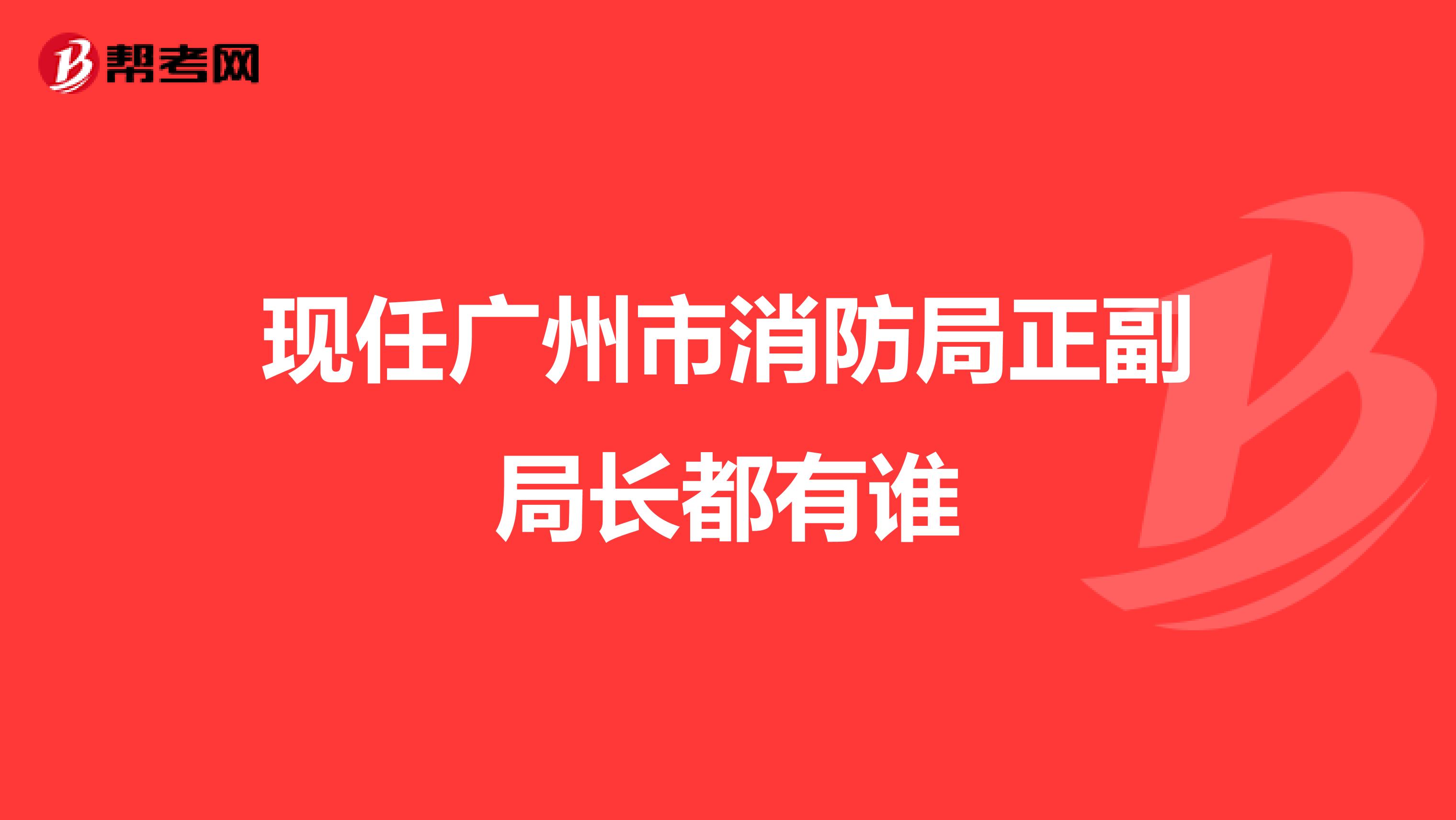 现任广州市消防局正副局长都有谁