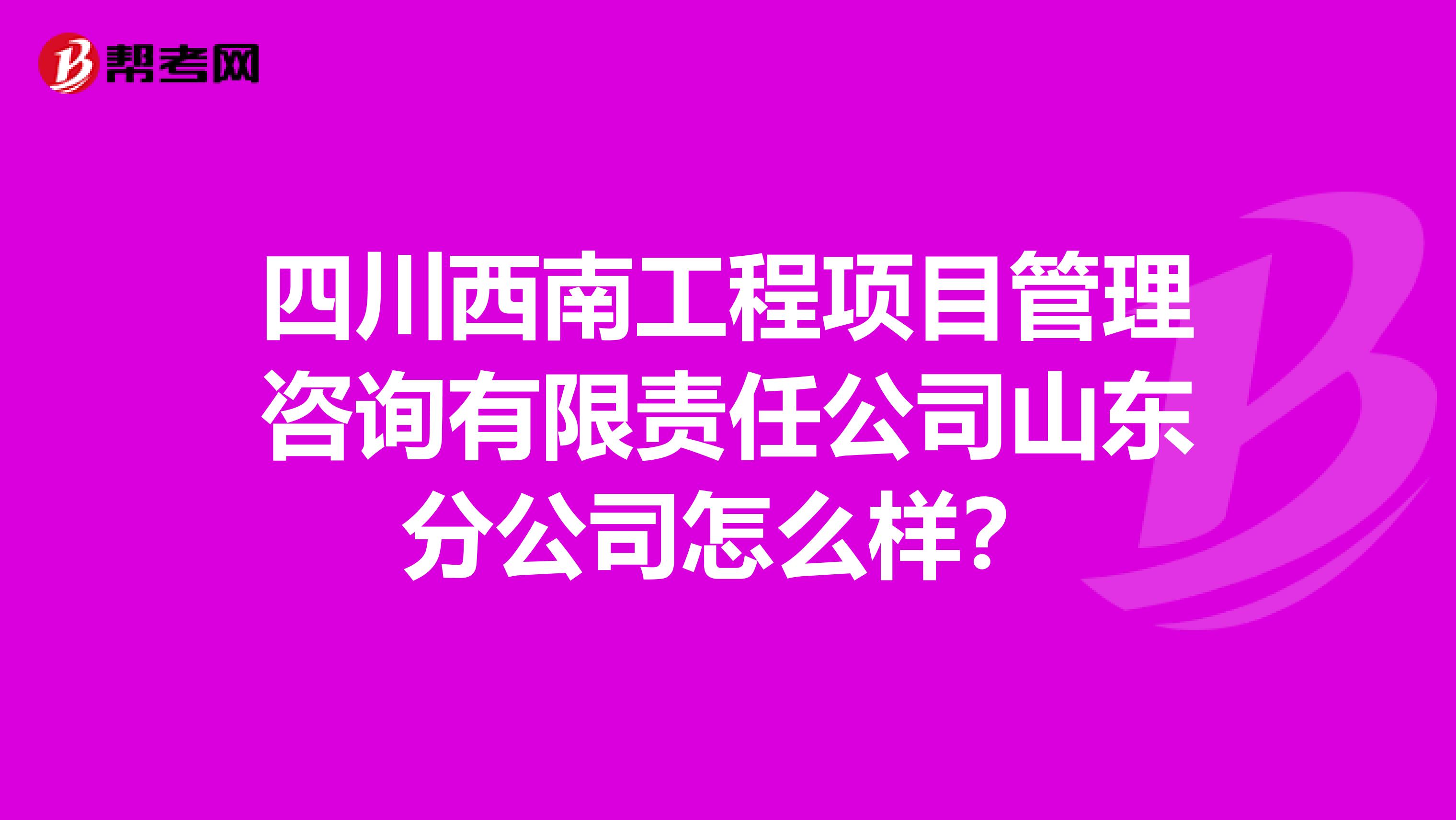 四川西南工程项目管理咨询有限责任公司山东分公司怎么样?