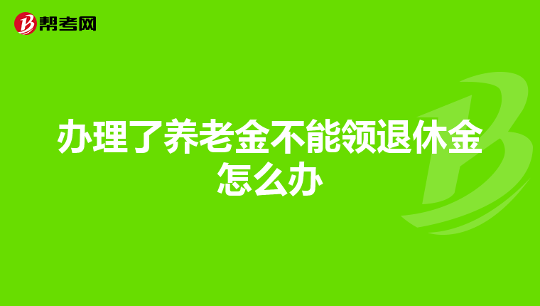 办理了养老金不能领退休金怎么办