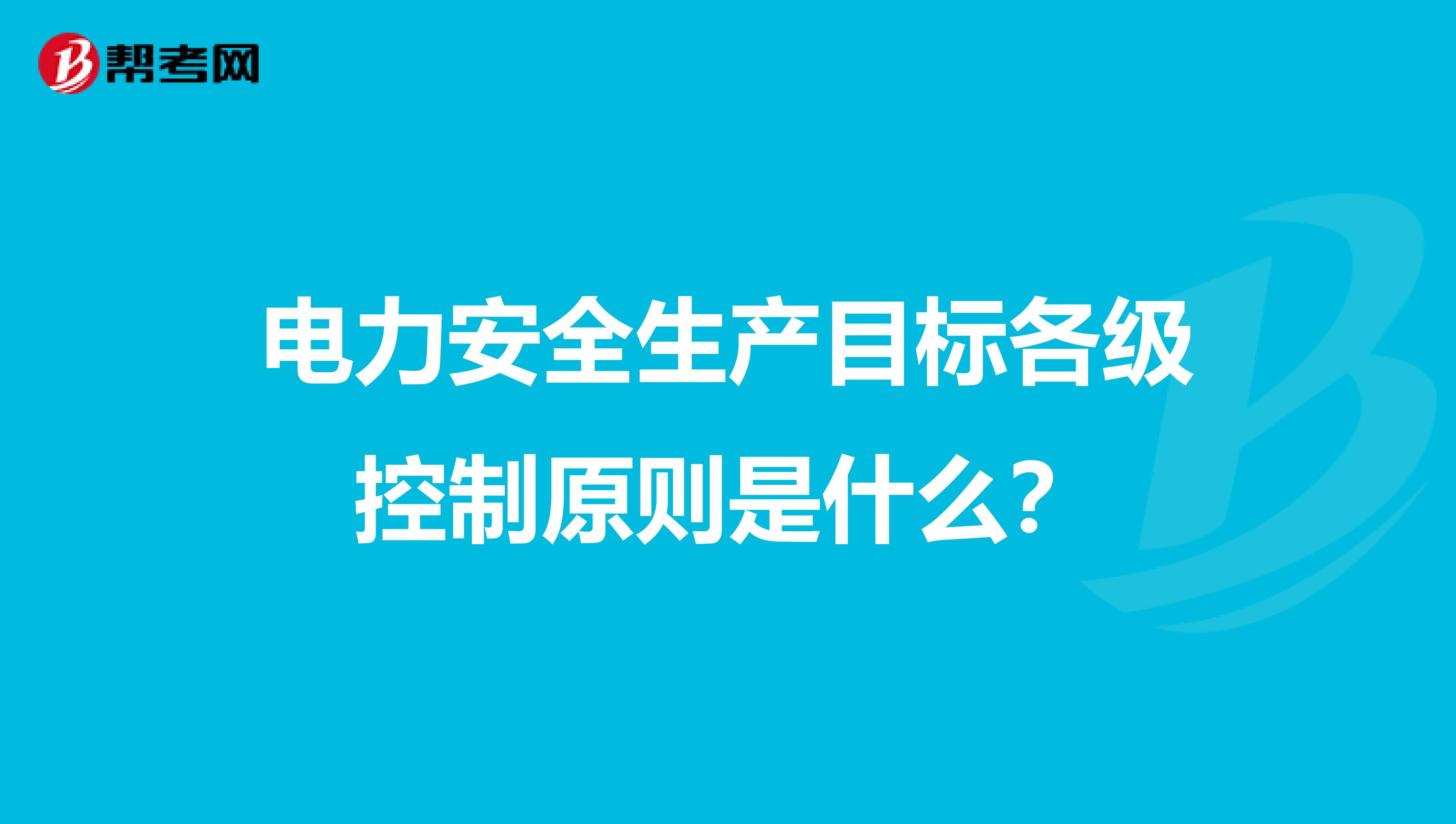 电力安全生产目标各级控制原则是什么？