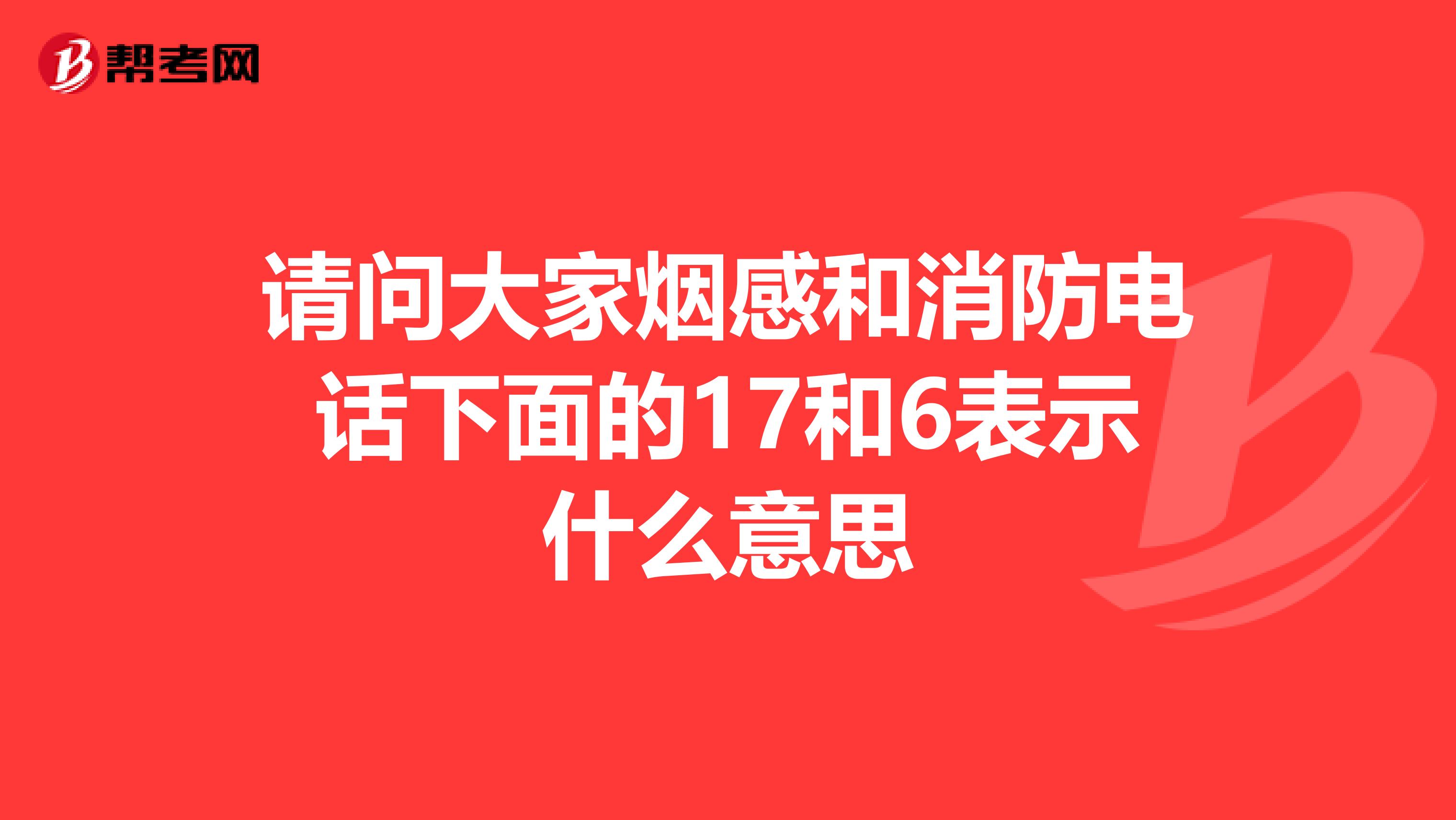 请问大家烟感和消防电话下面的17和6表示什么意思