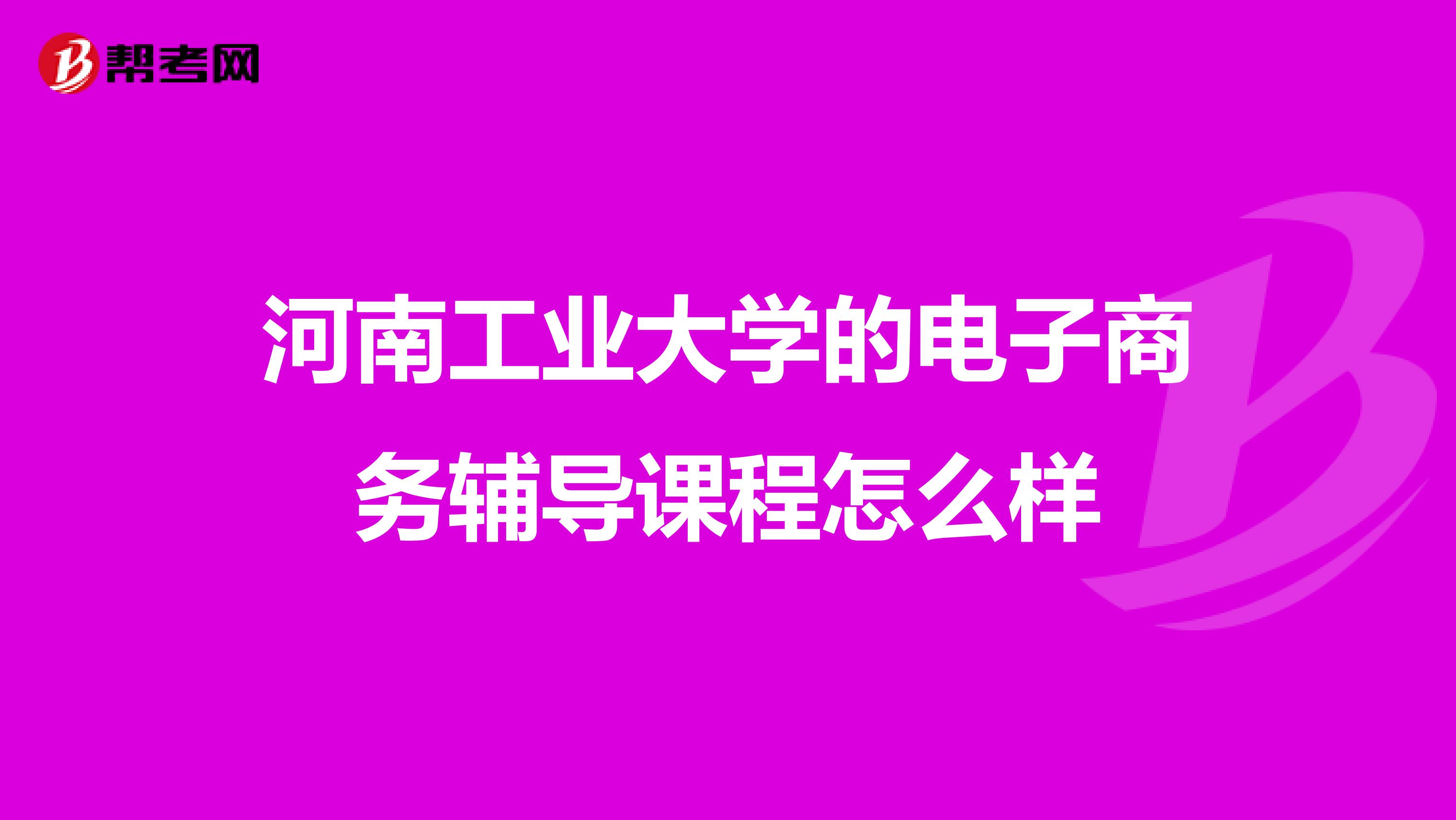 河南工业大学的电子商务辅导课程怎么样