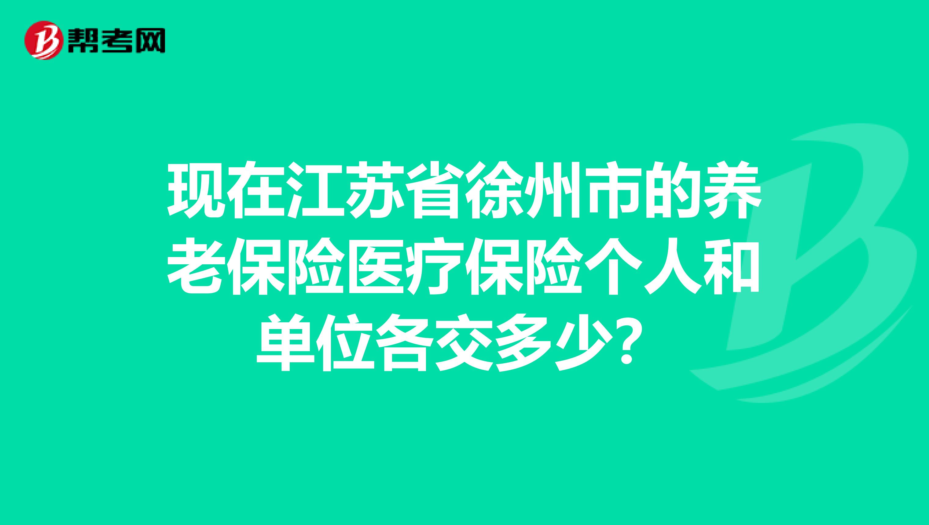 现在江苏省徐州市的养老保险医疗保险个人和单位各交多少？