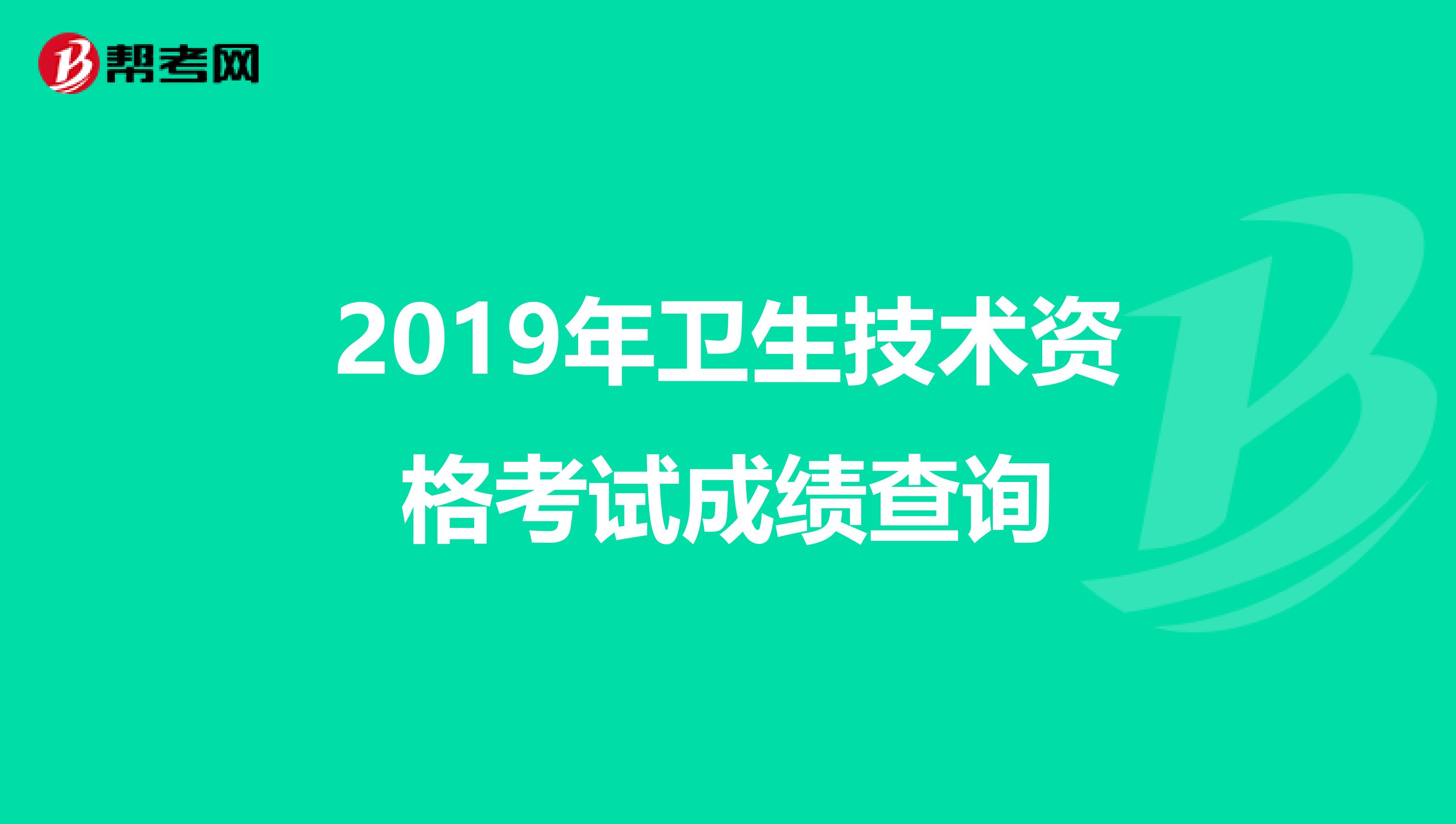 2019年卫生技术资格考试成绩查询