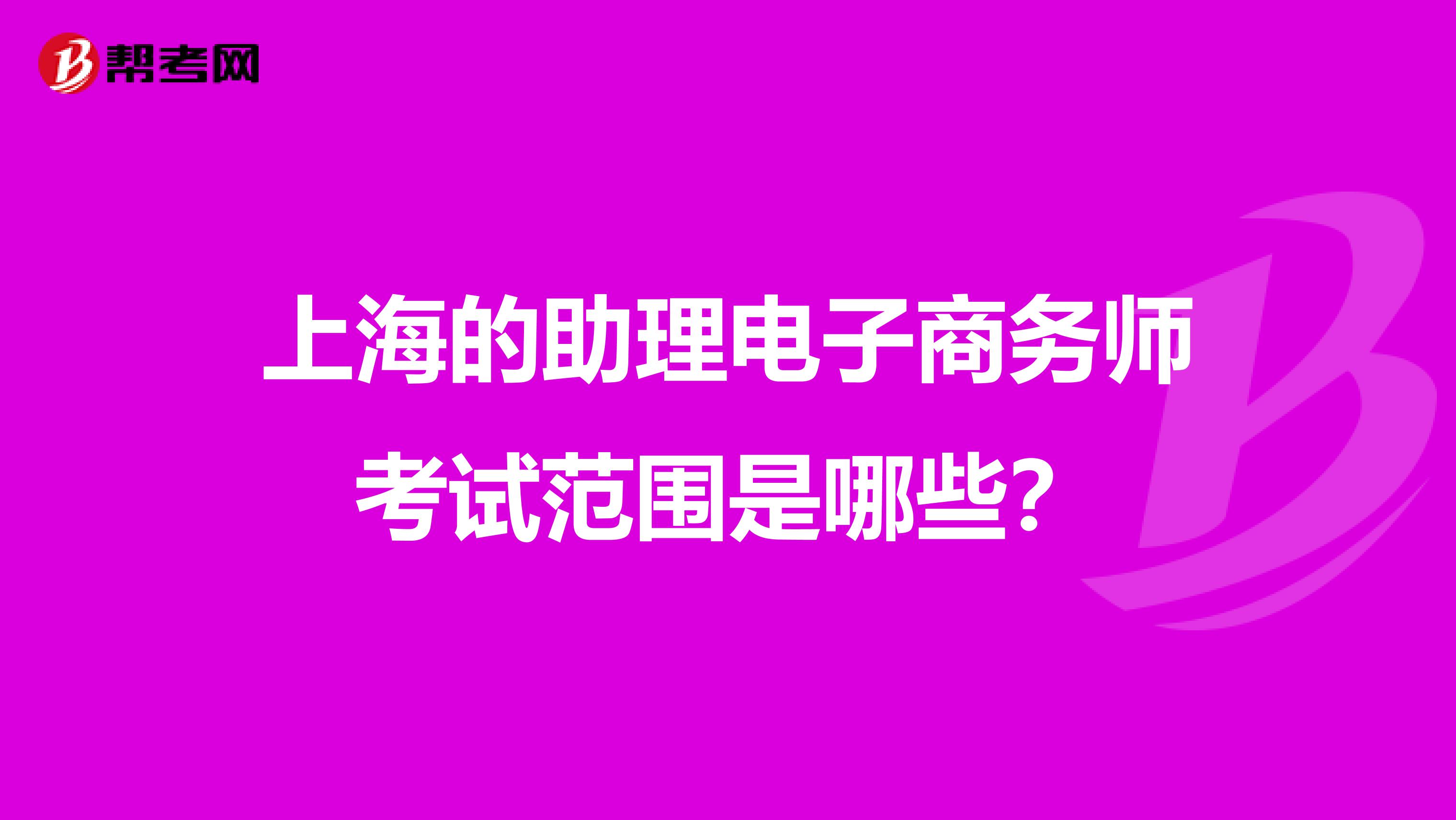 上海的助理电子商务师考试范围是哪些?