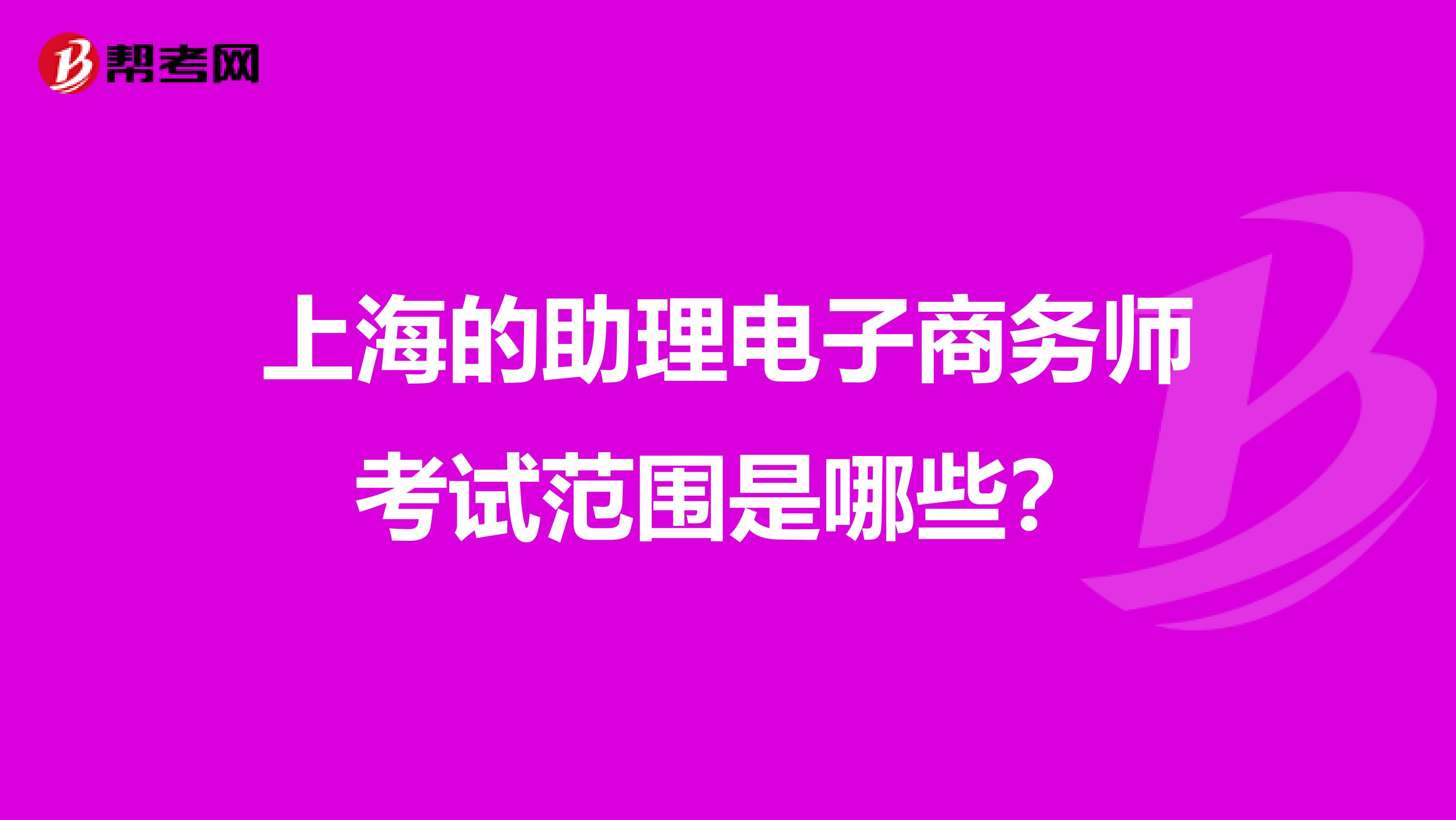 上海的助理电子商务师考试范围是哪些？