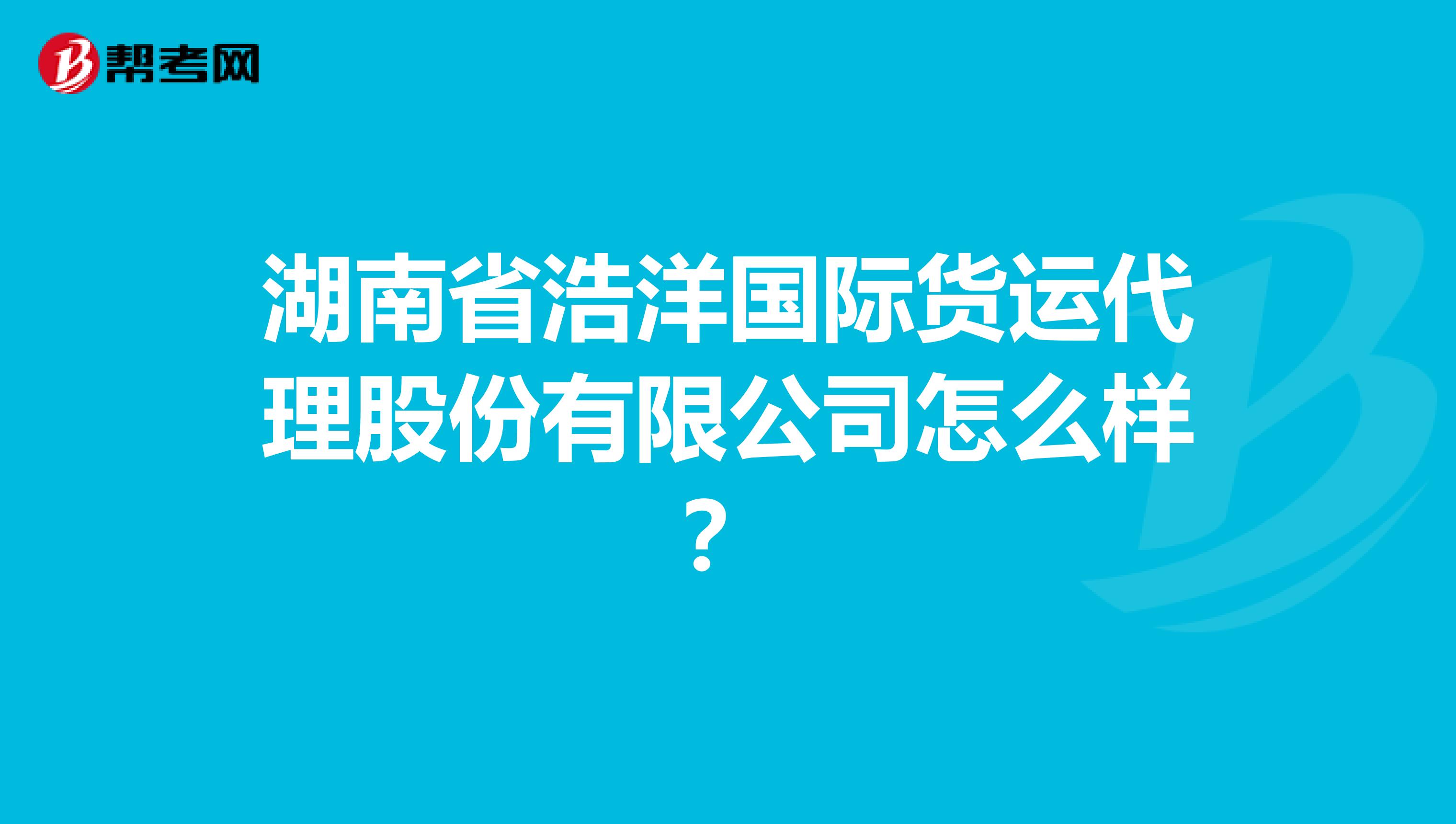 湖南省浩洋国际货运代理股份有限公司怎么样?