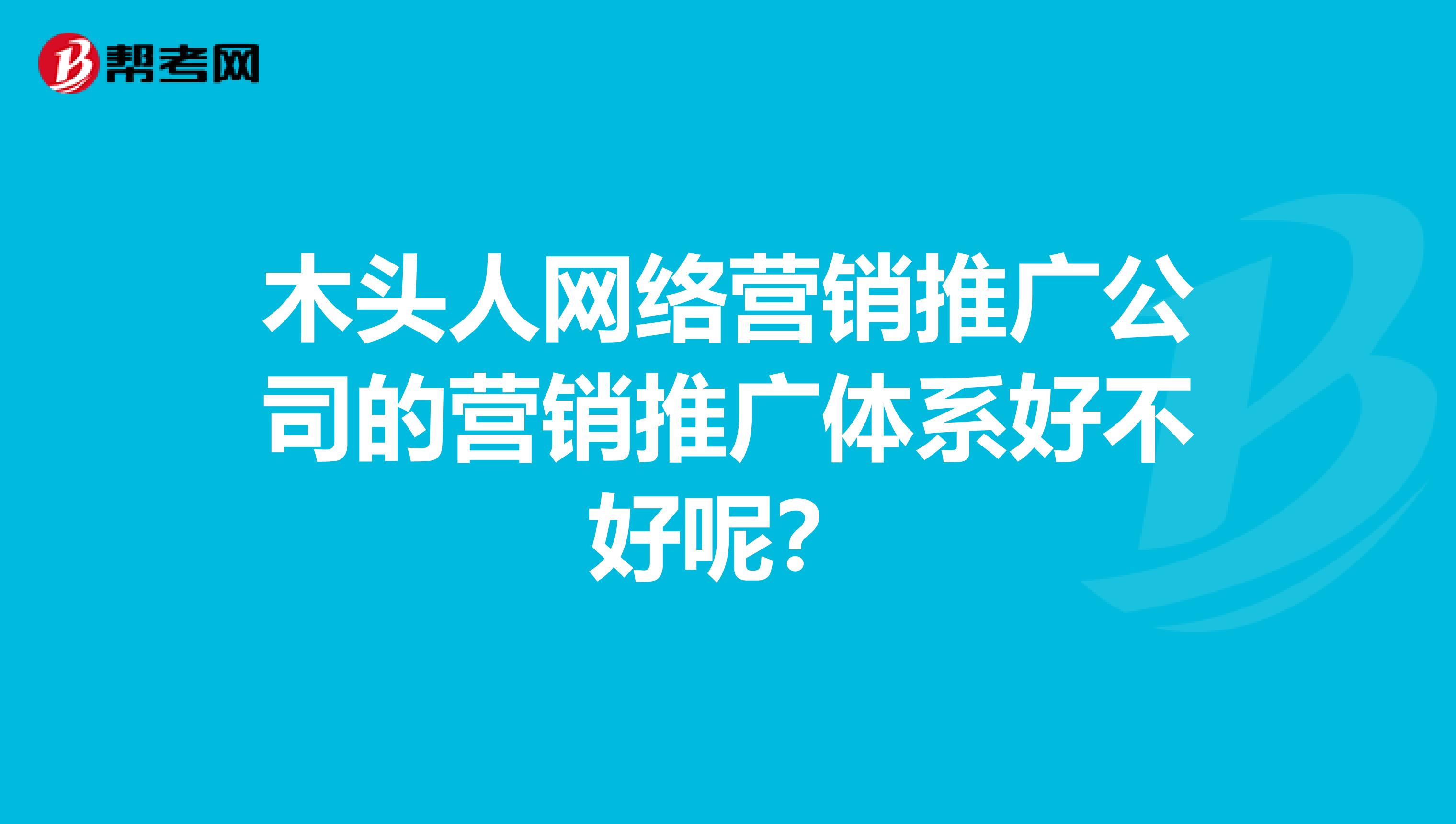 木头人网络营销推广公司的营销推广体系好不好呢？