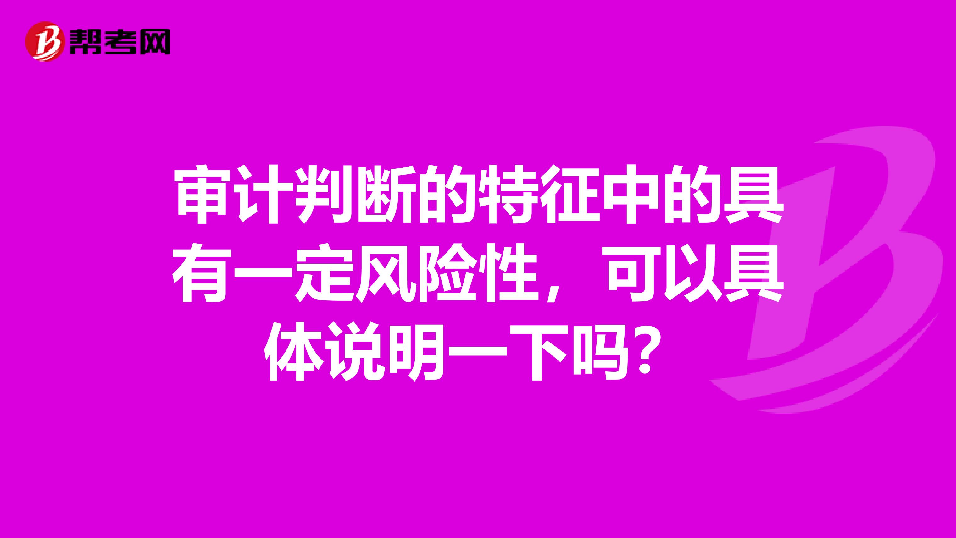 审计判断的特征中的具有一定风险性,可以具体说明一下吗?