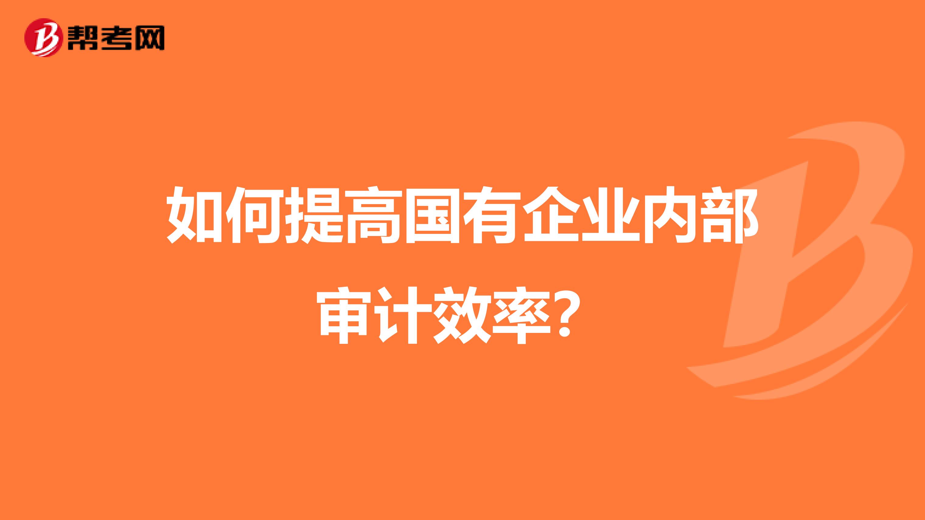 如何提高国有企业内部审计效率?