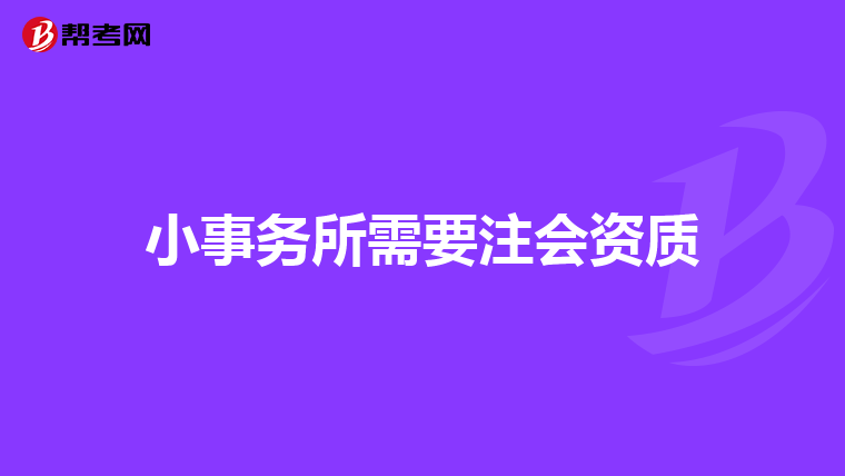 小事务所需要注会资质