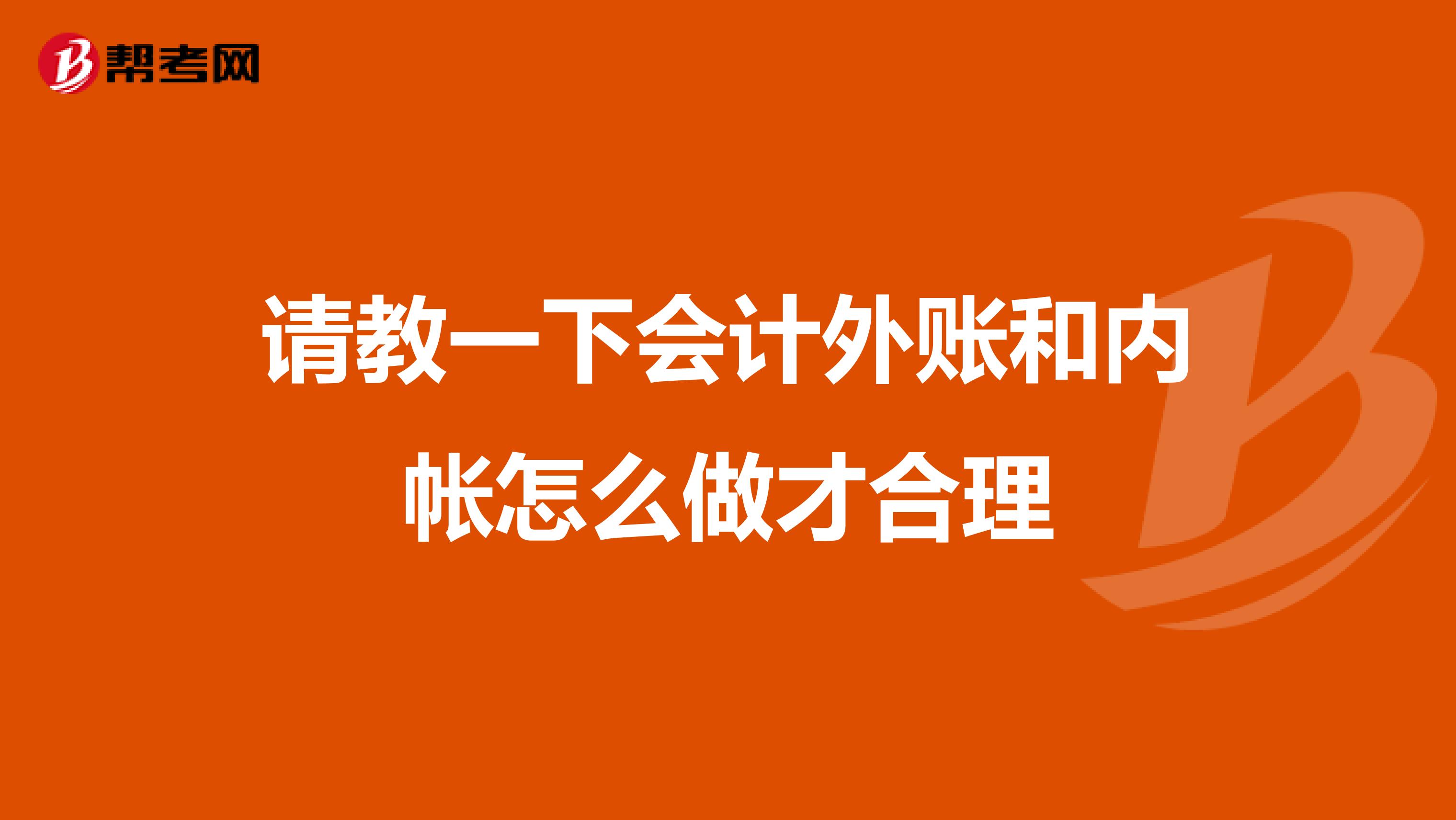请教一下会计外账和内帐怎么做才合理