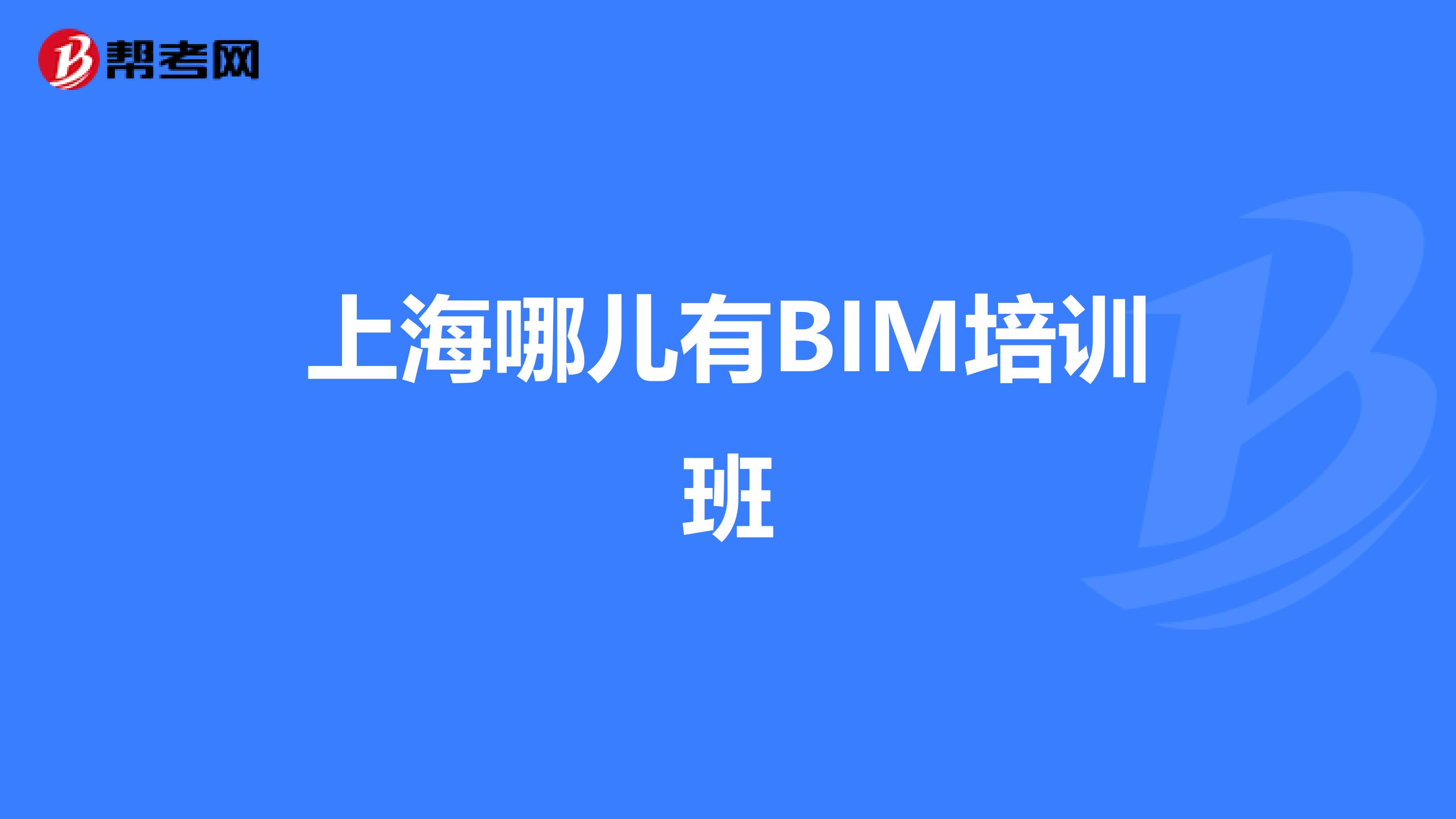 上海哪儿有BIM培训班