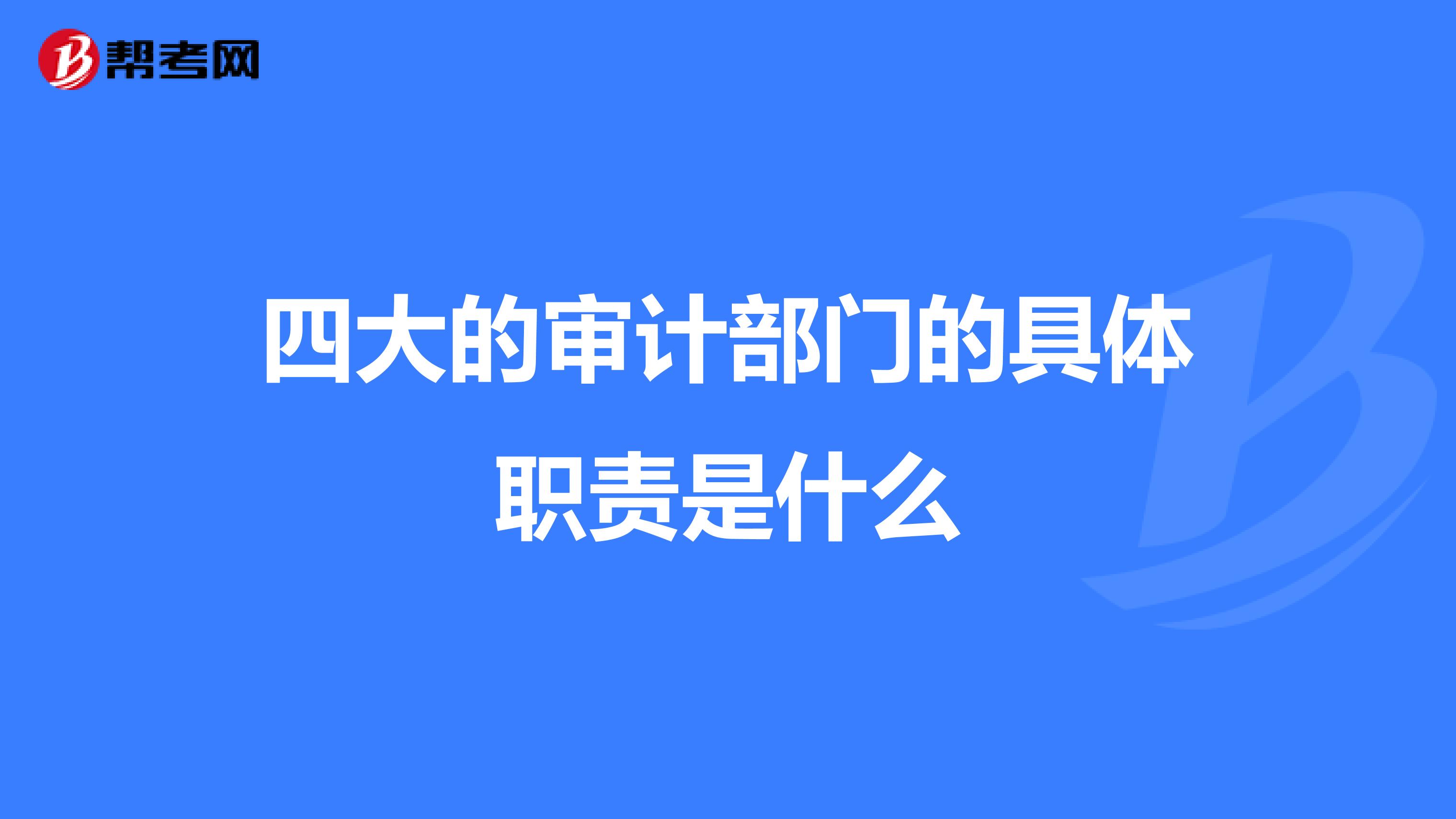 四大的审计部门的具体职责是什么