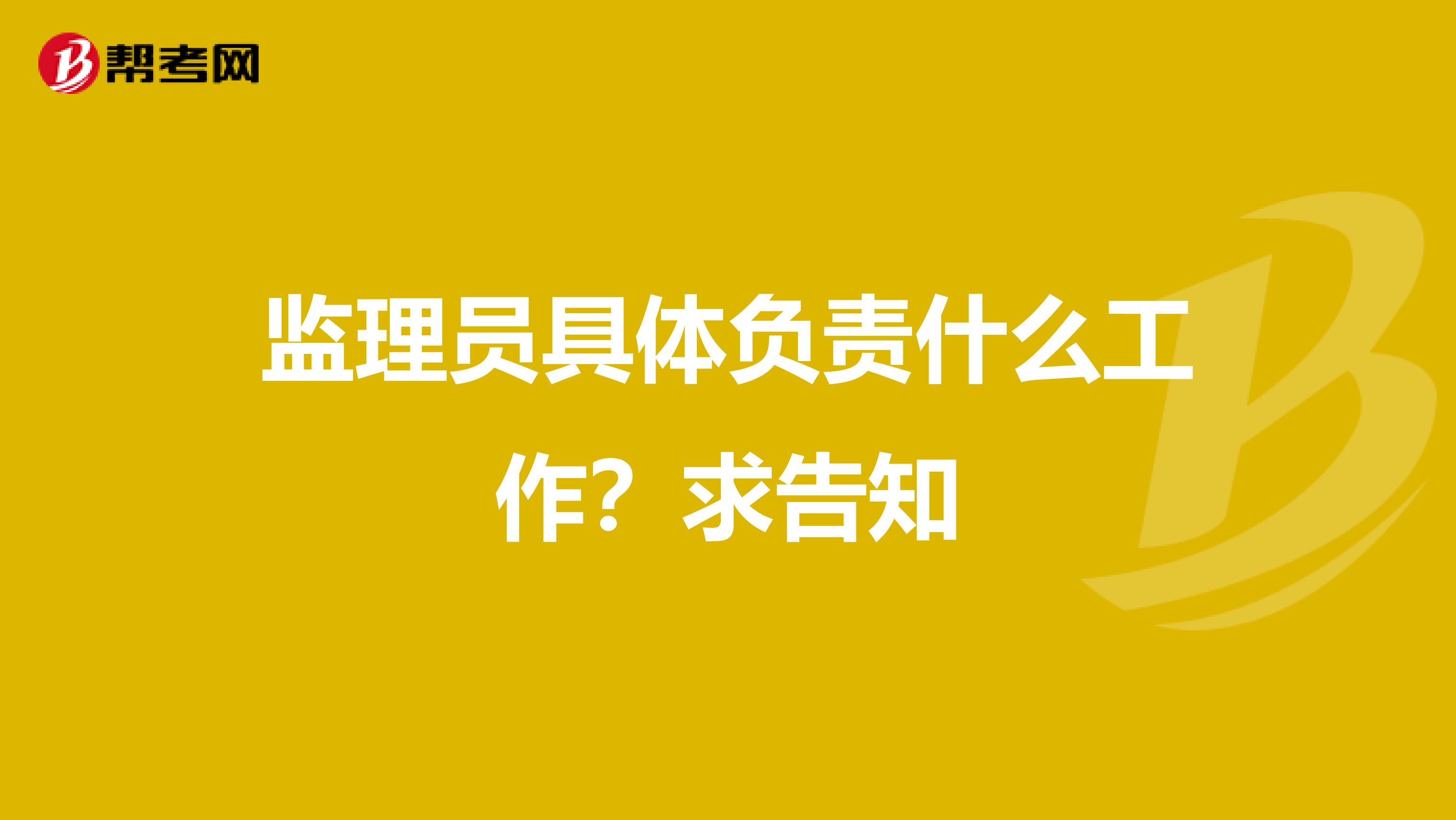 监理员具体负责什么工作?求告知