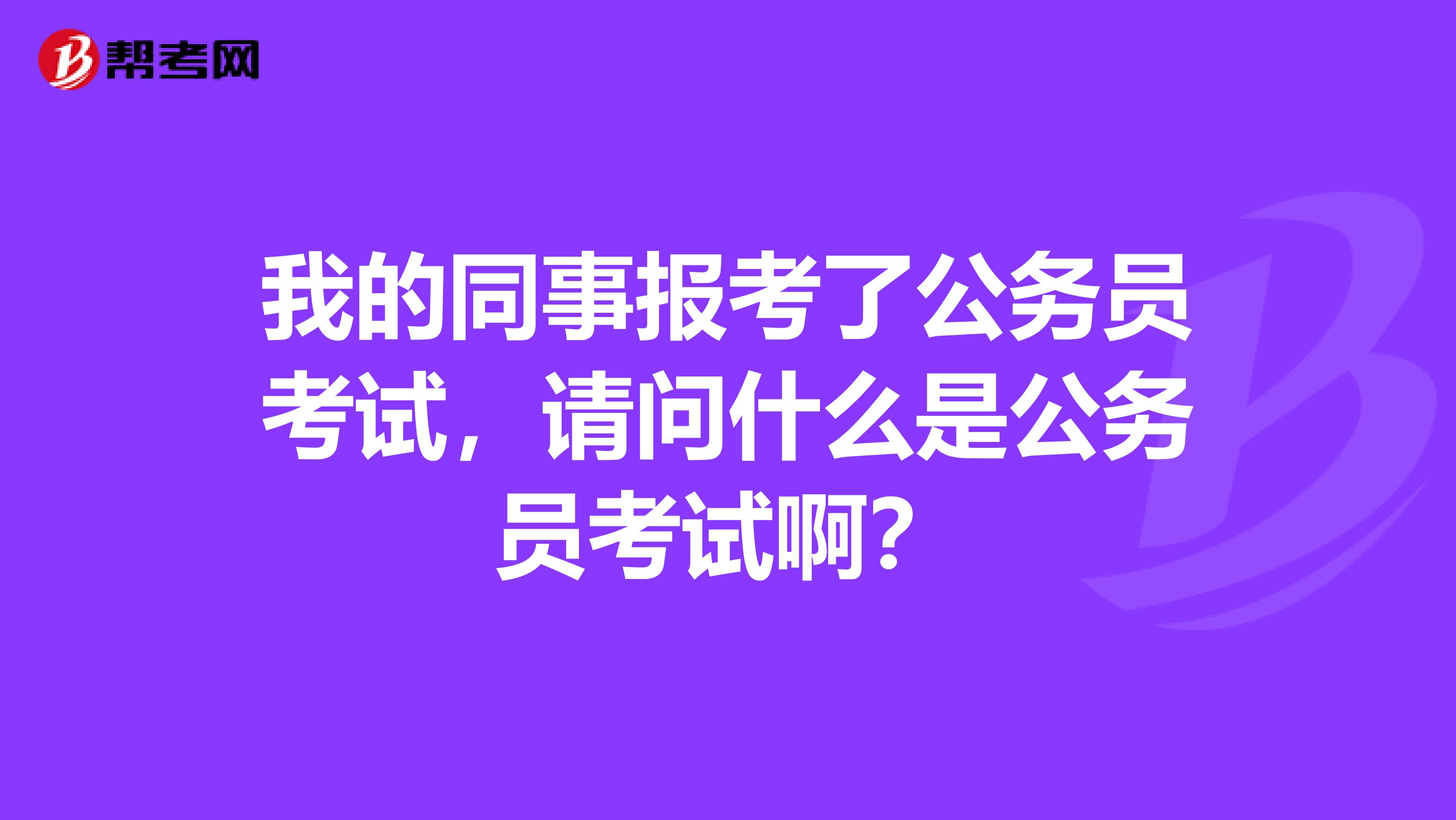 我的同事报考了公务员考试，请问什么是公务员考试啊？
