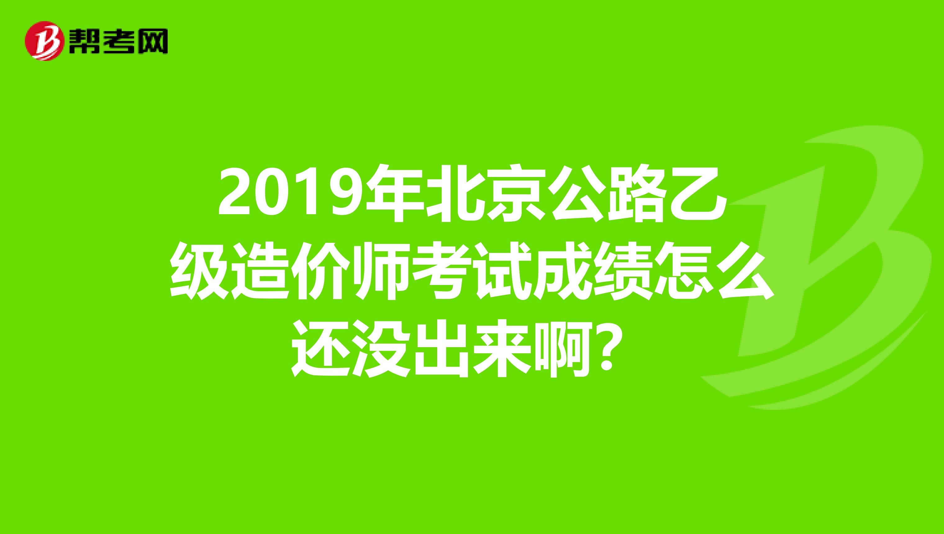 2019年北京公路乙级造价师考试成绩怎么还没出来啊?