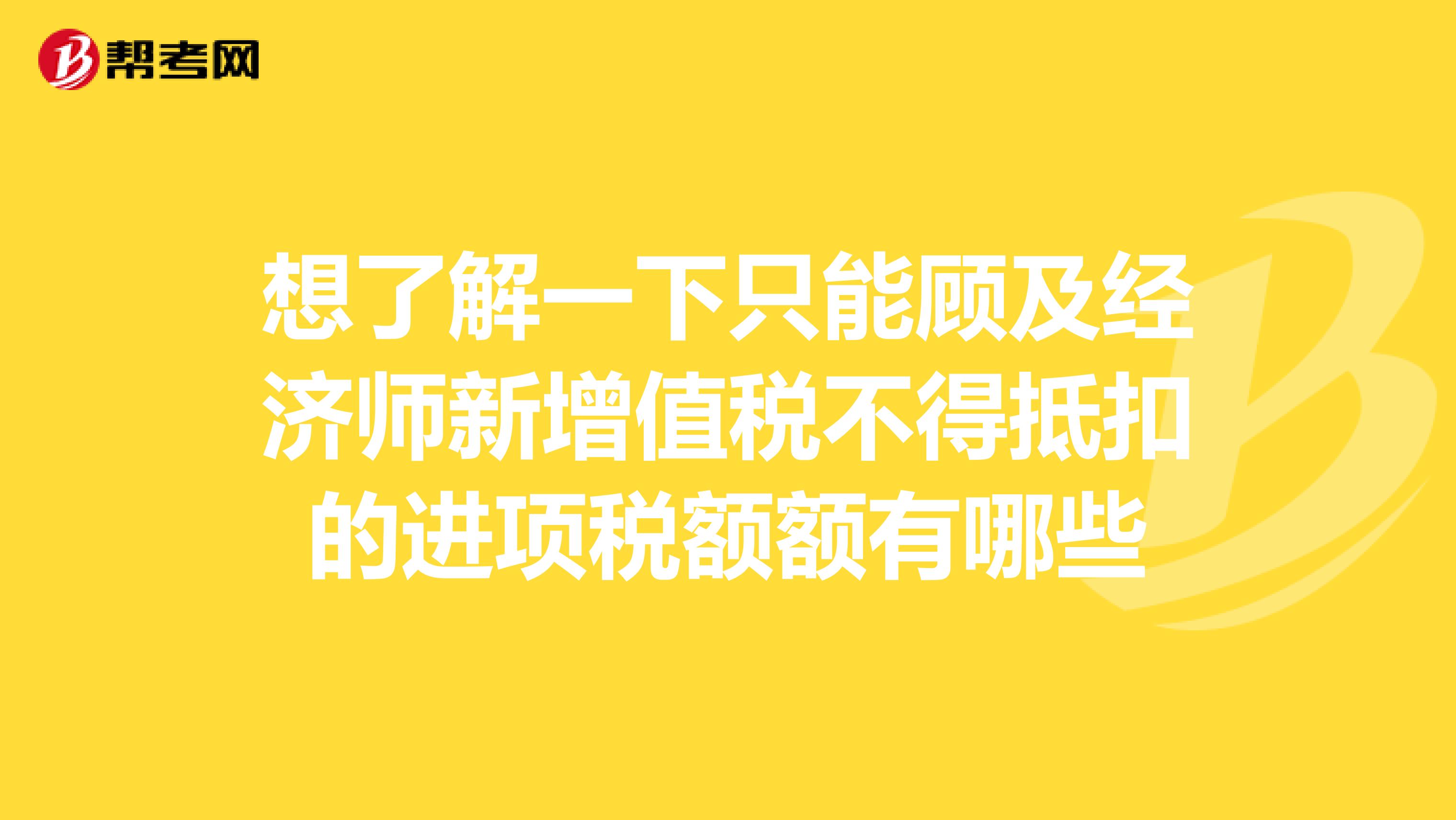 想了解一下只能顾及经济师新增值税不得抵扣的进项税额额有哪些