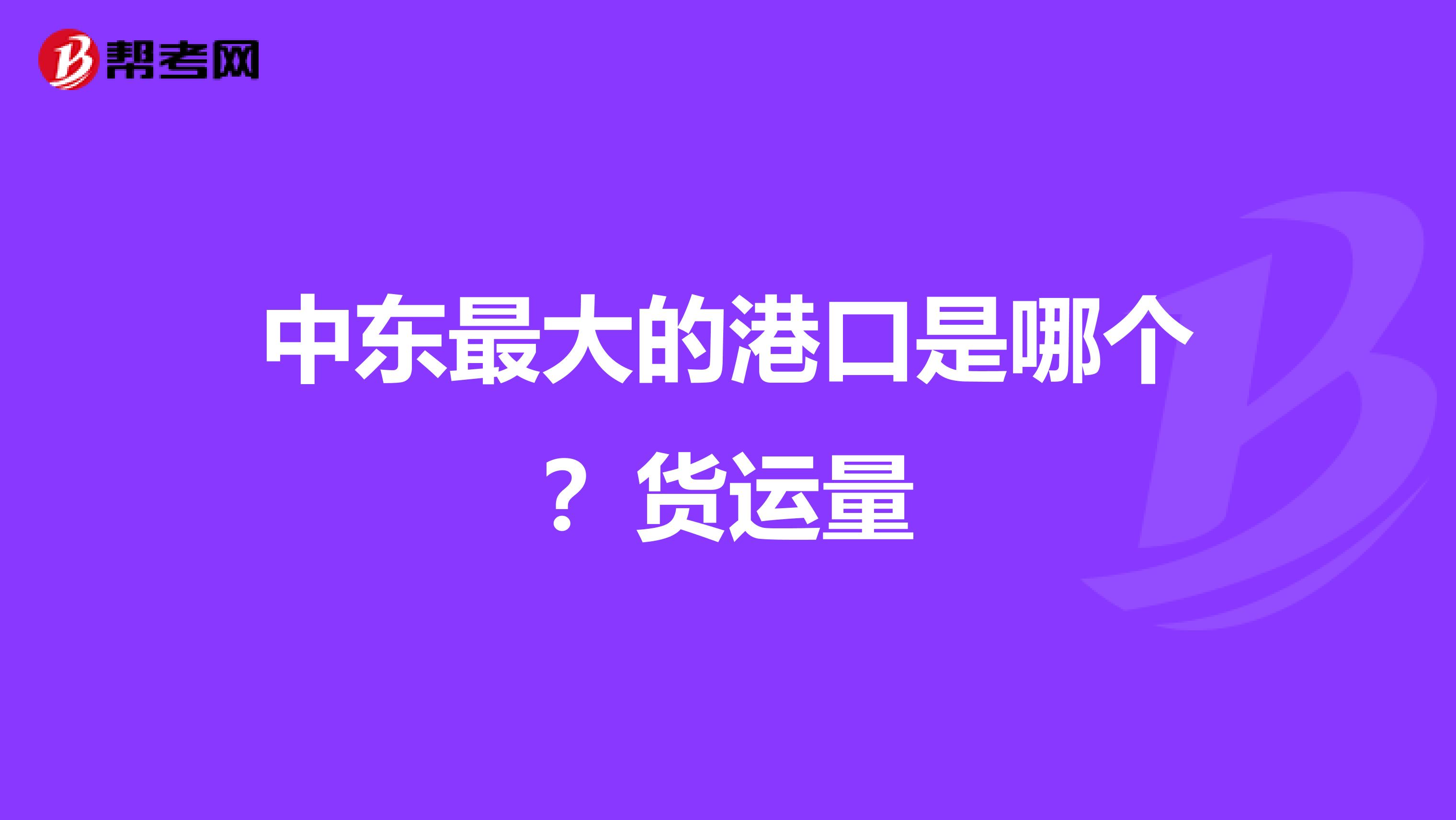 中东最大的港口是哪个？货运量