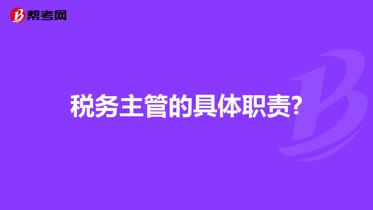 税务主管的具体职责?