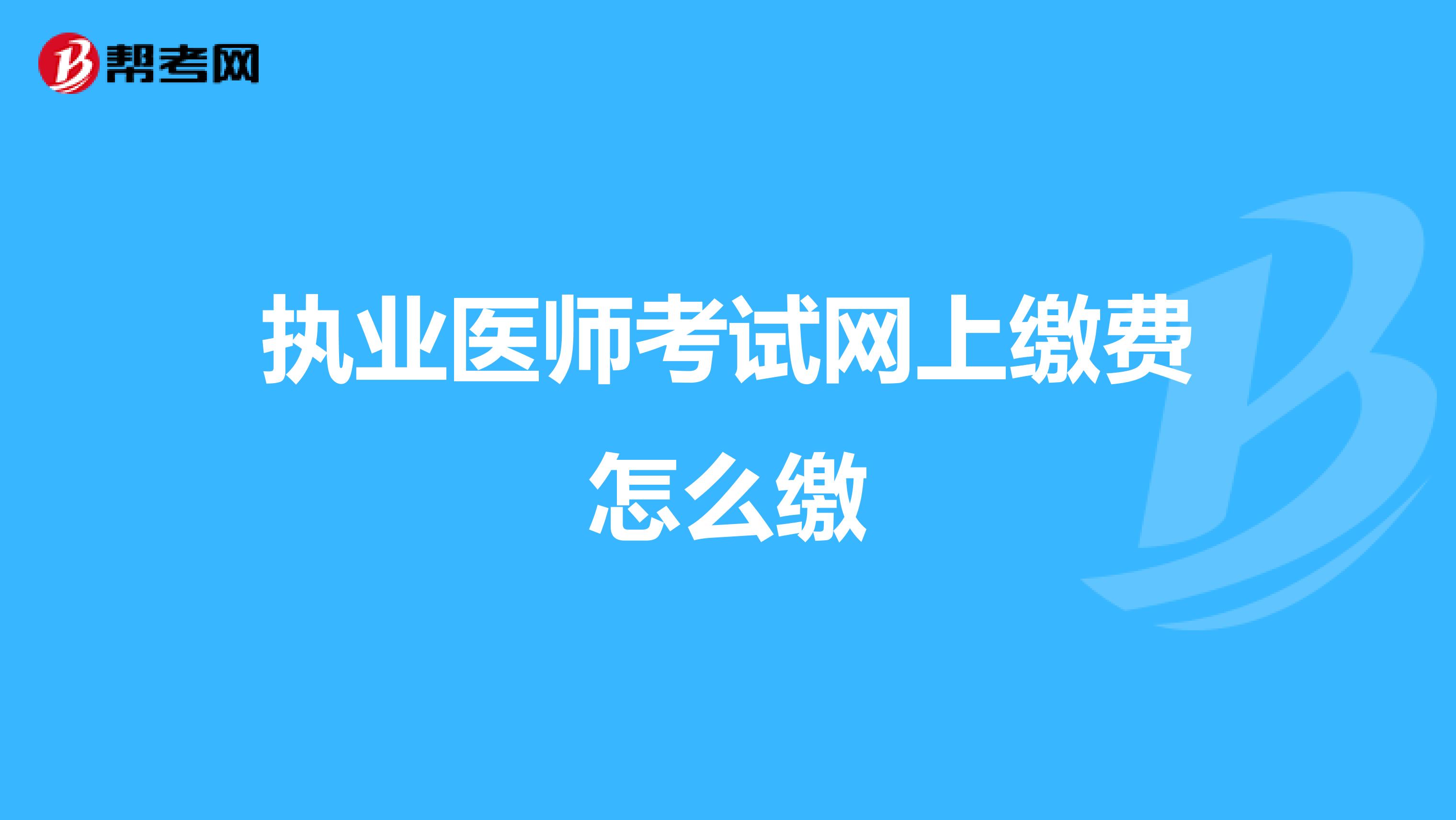 执业医师考试网上缴费怎么缴