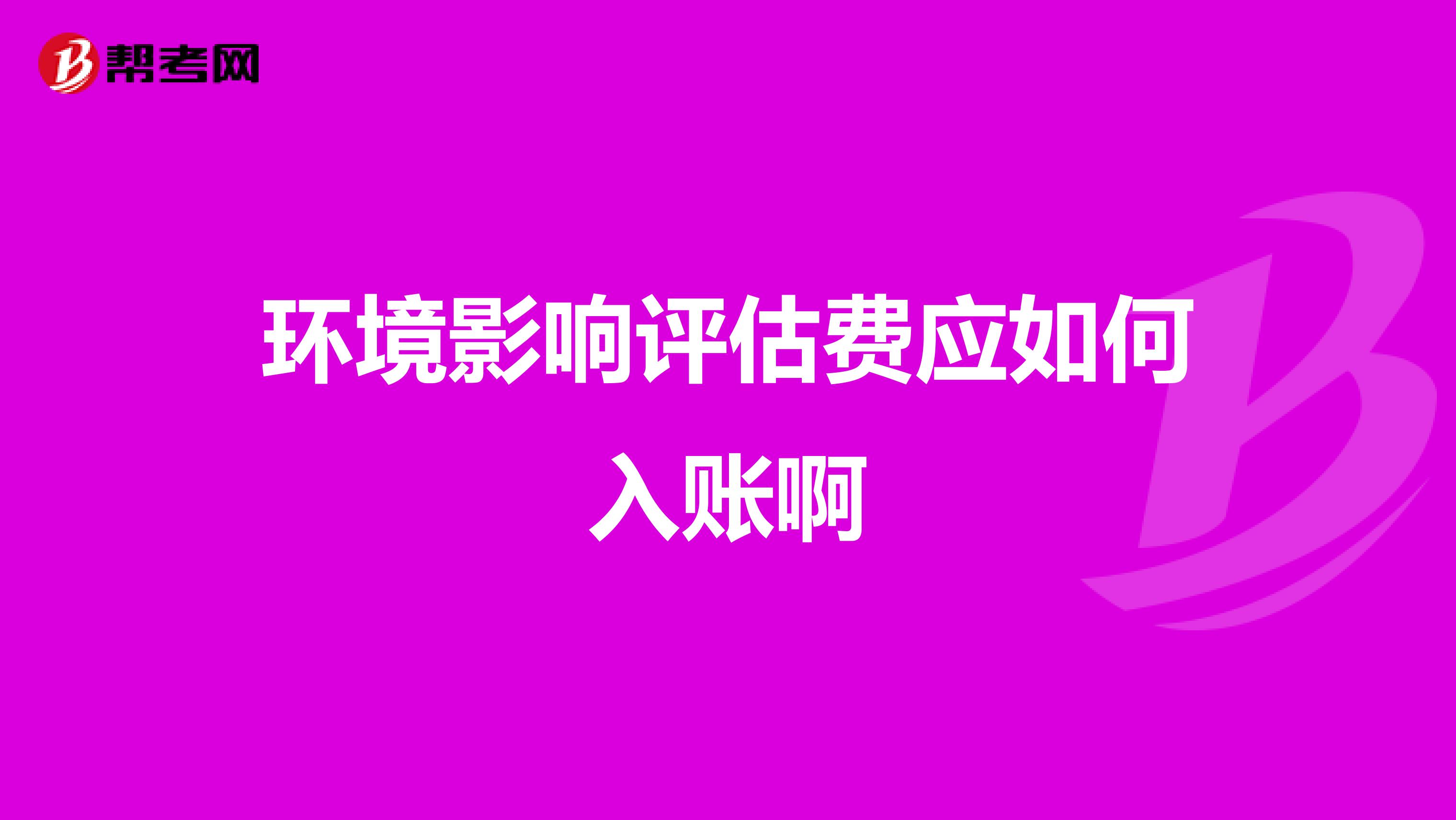 环境影响评估费应如何入账啊
