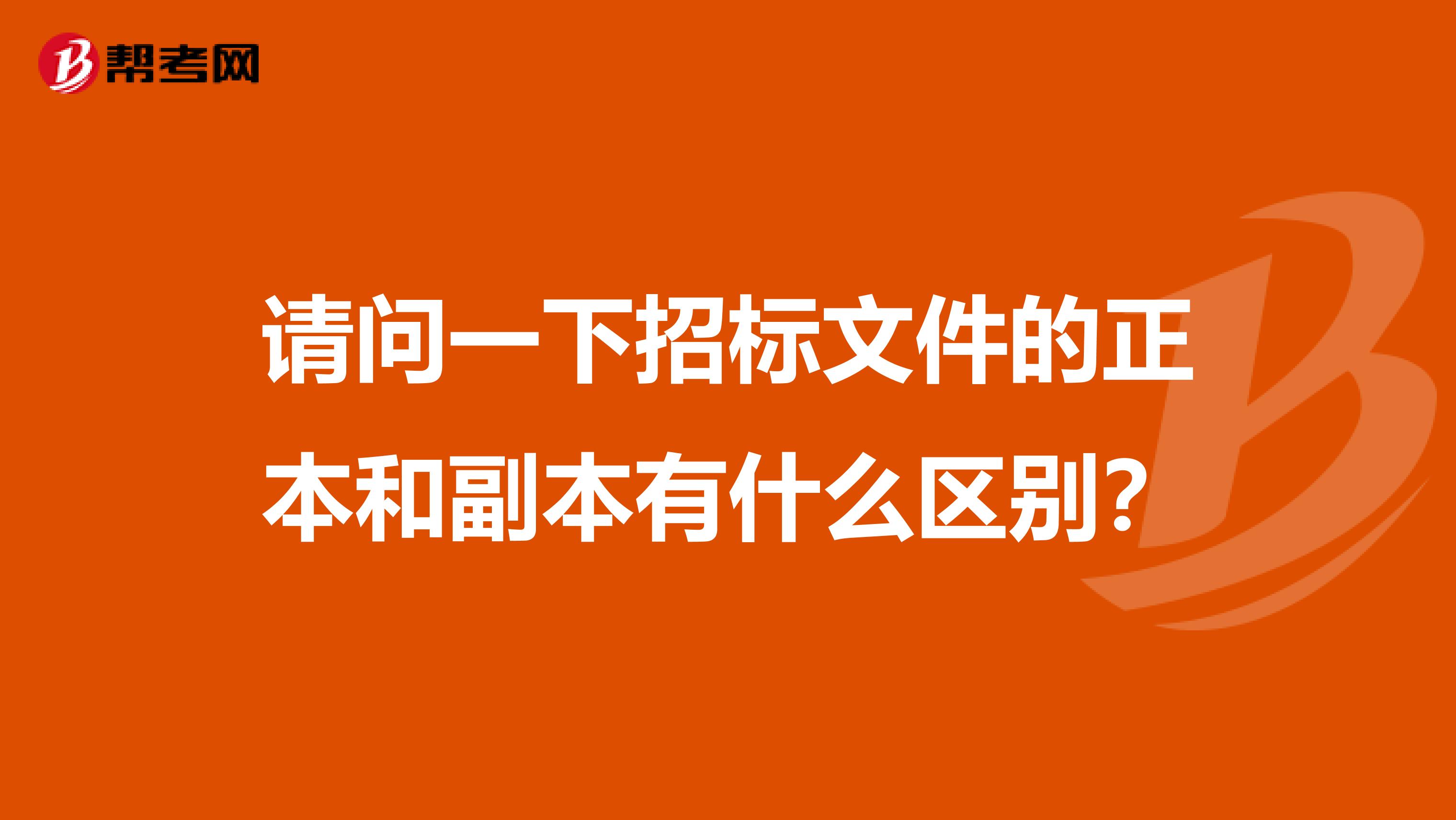 請問一下招標文件的正本和副本有什么區別？