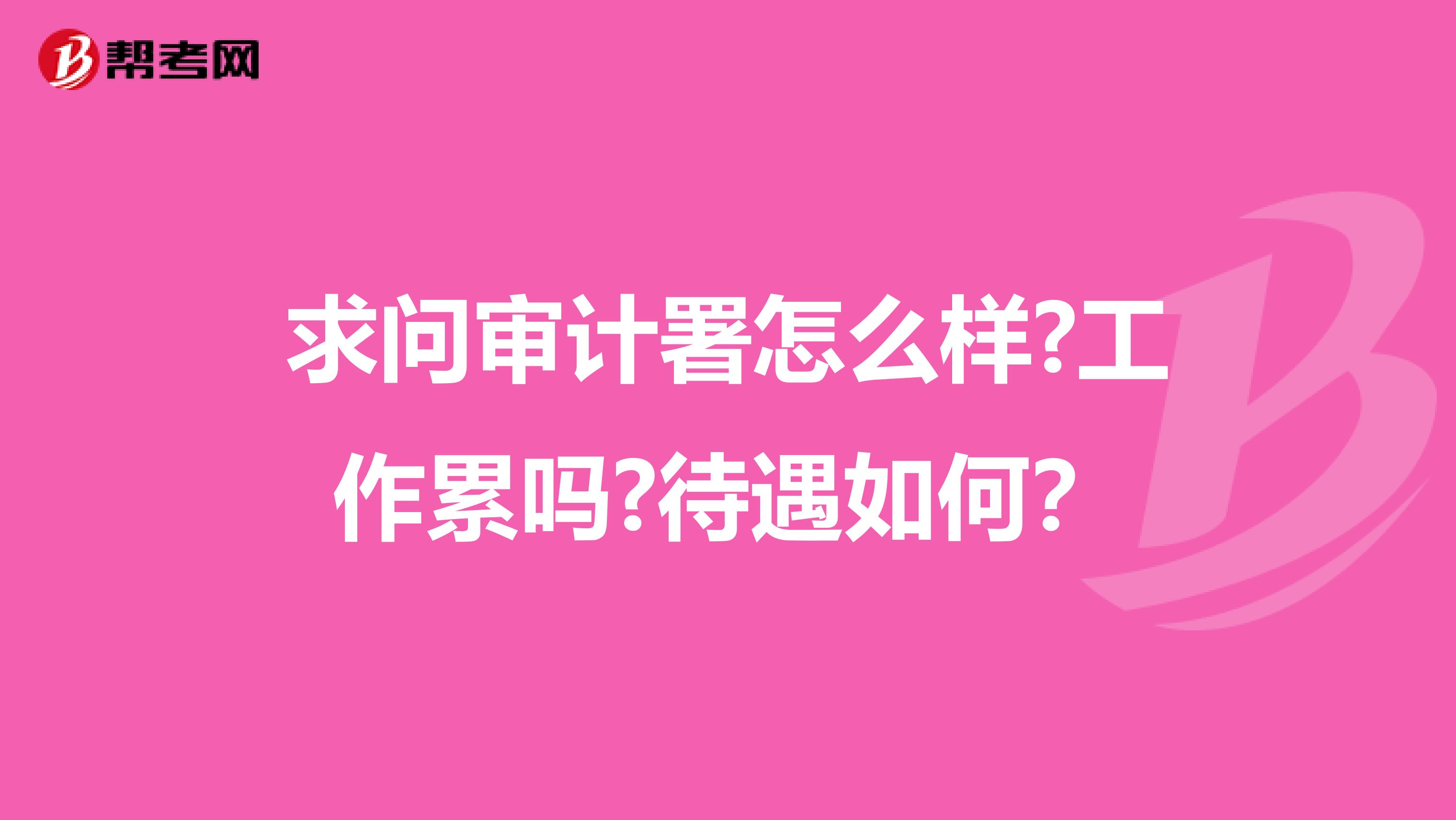 求问审计署怎么样?工作累吗?待遇如何?