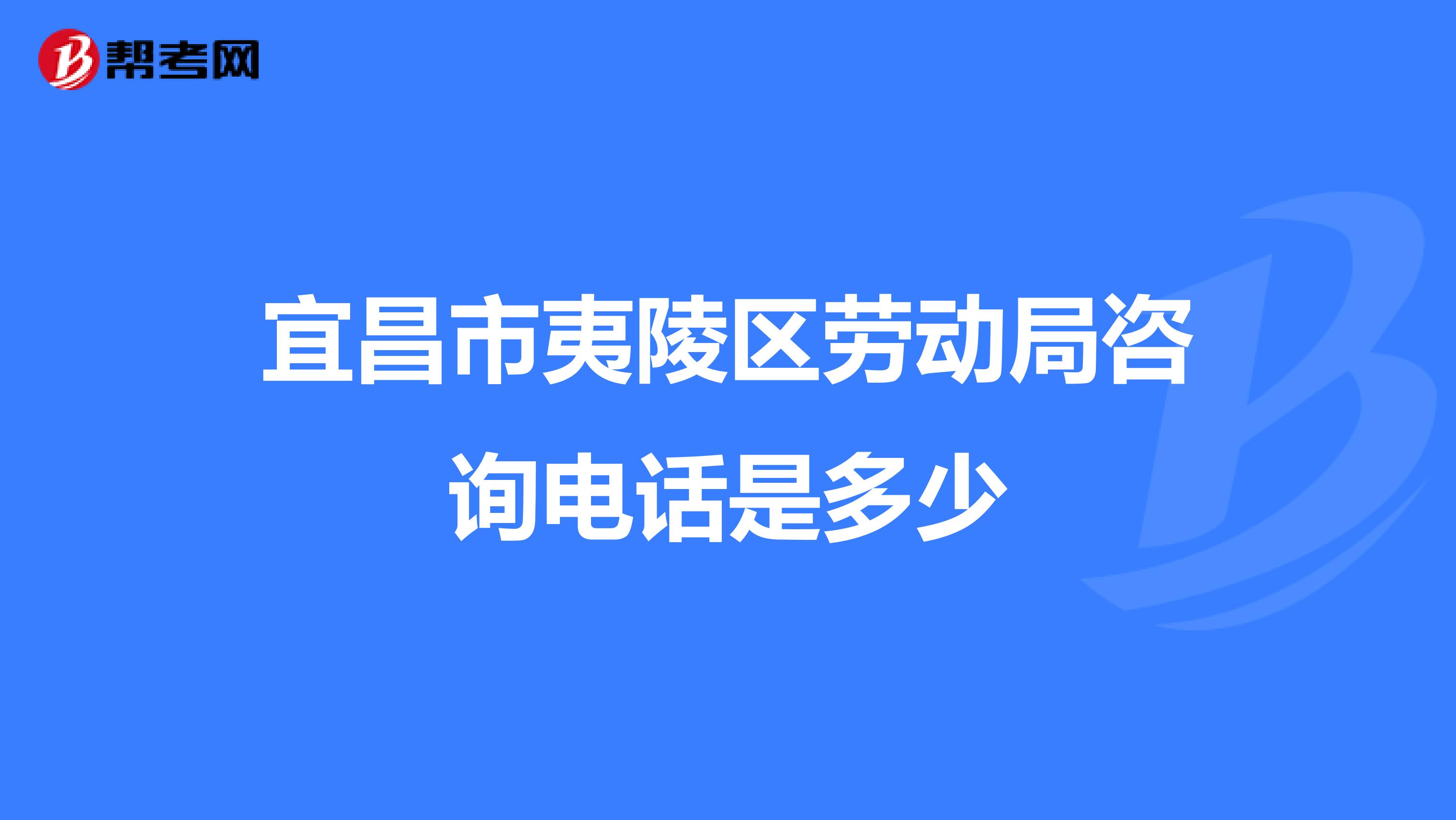 宜昌市夷陵区劳动局咨询电话是多少