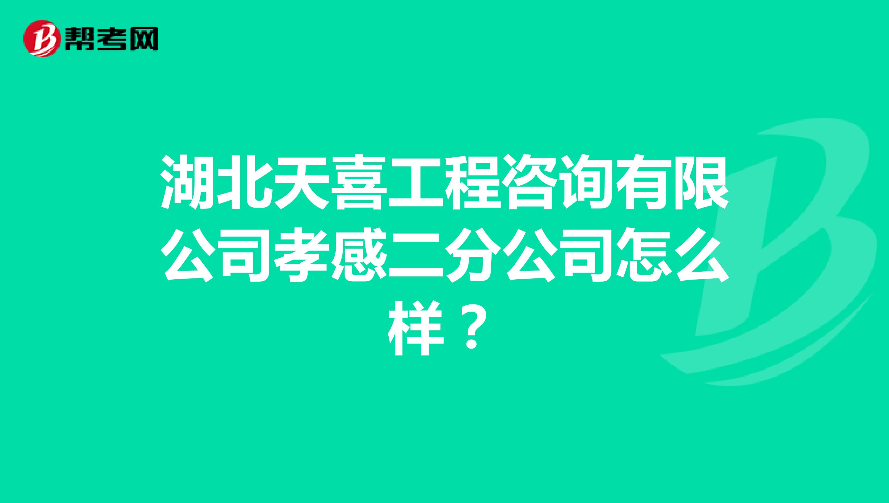 湖北天喜工程咨询有限公司孝感二分公司怎么样?