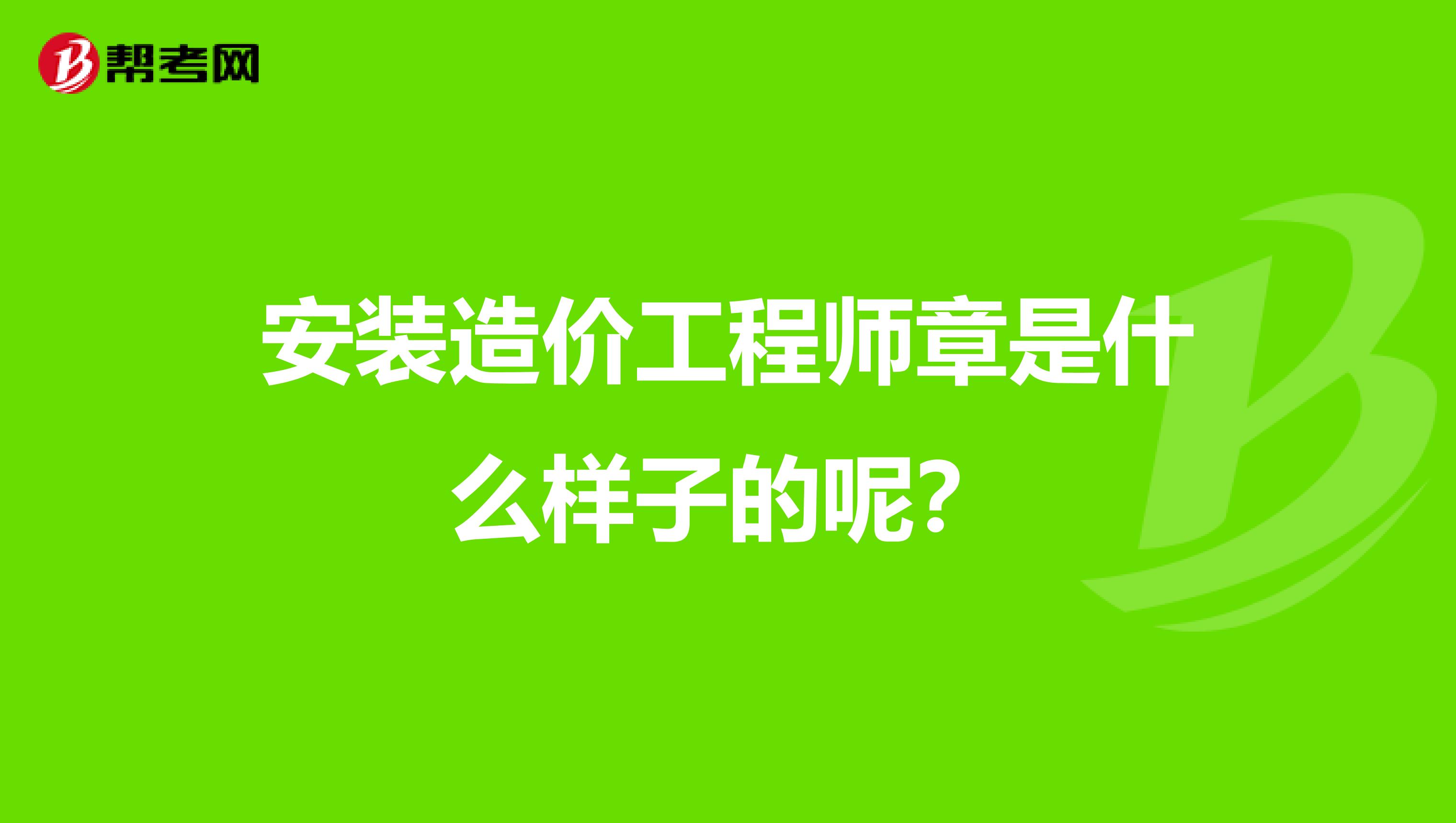 安装造价工程师章是什么样子的呢？