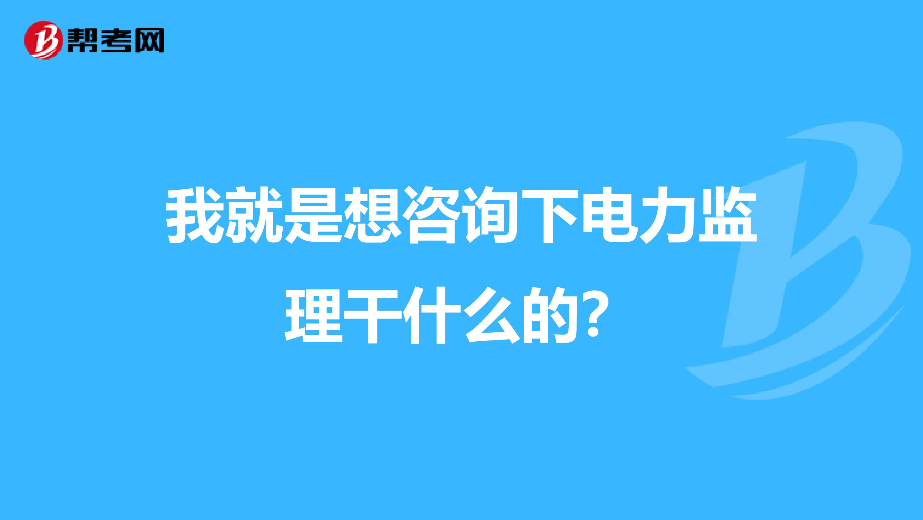 我就是想咨询下电力监理干什么的？