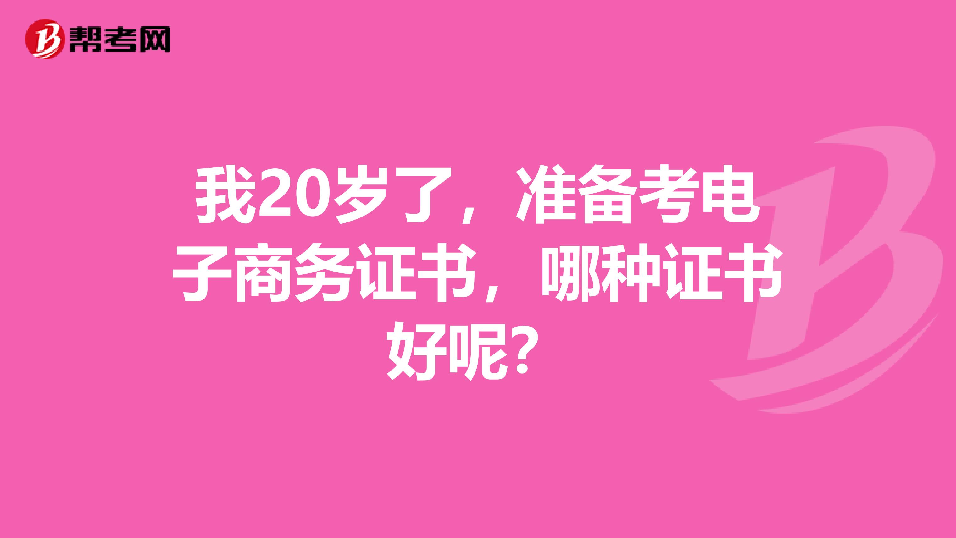 我20岁了，准备考电子商务证书，哪种证书好呢？