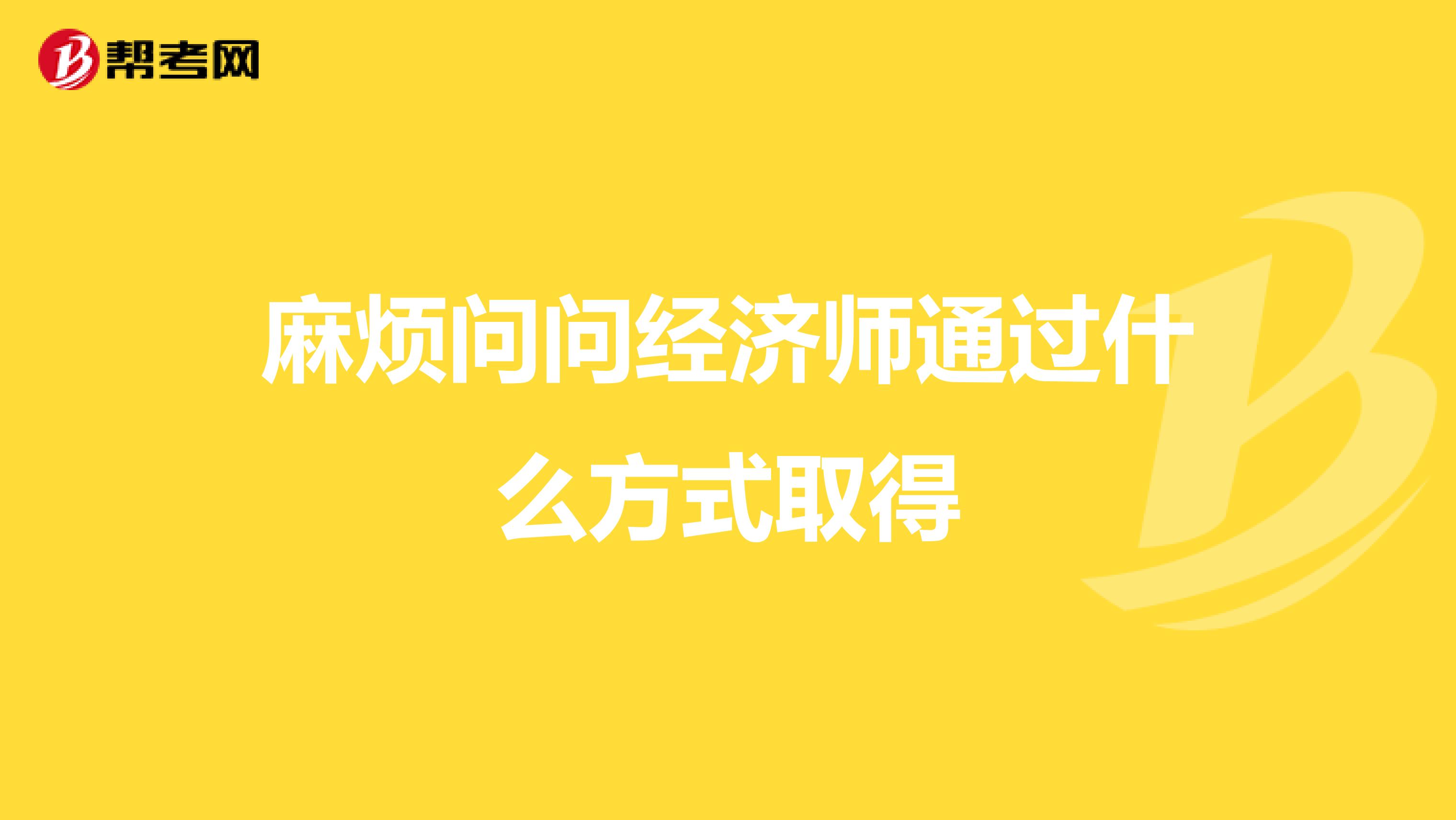 麻烦问问经济师通过什么方式取得