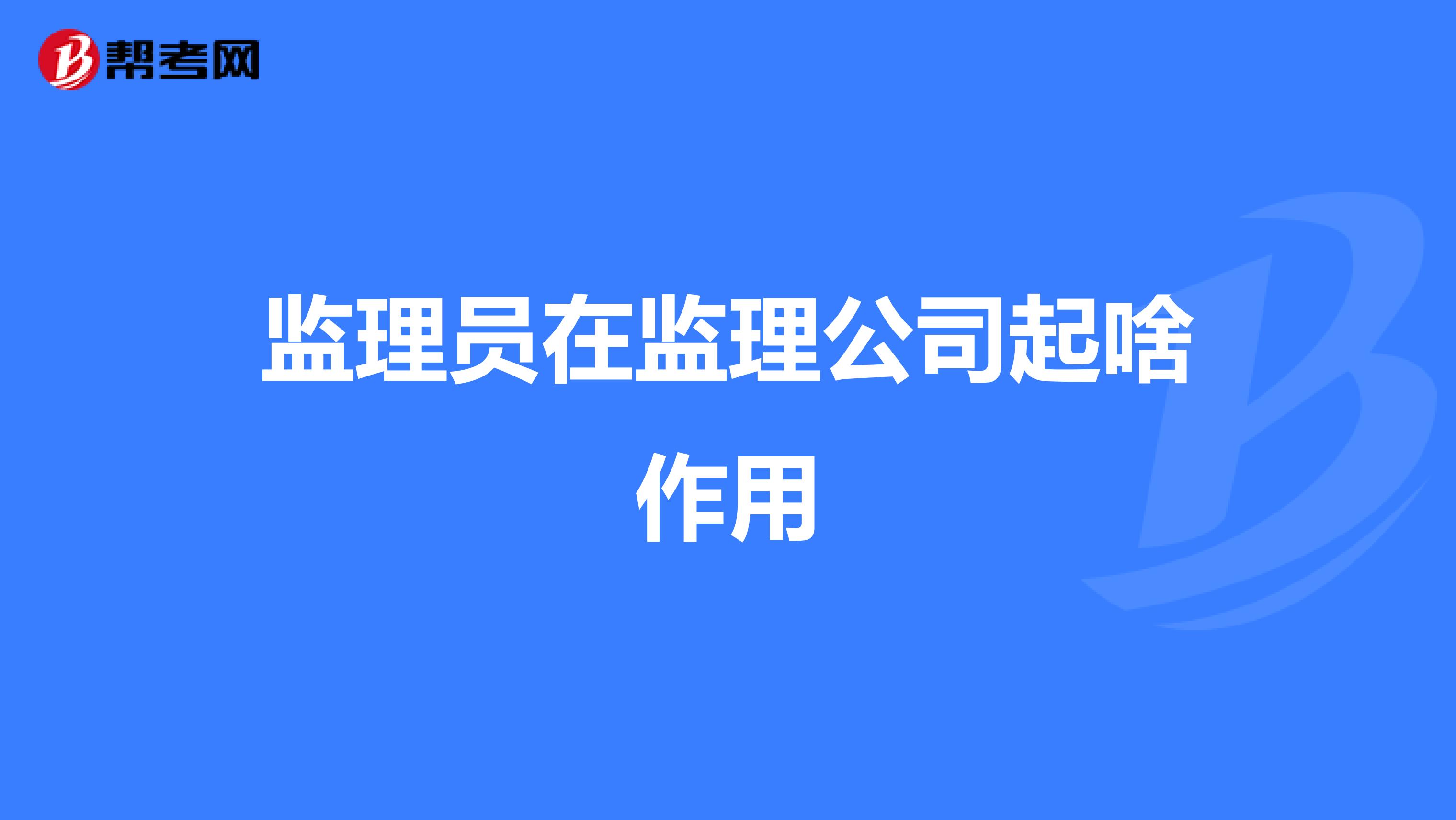 監理員在監理公司起啥作用