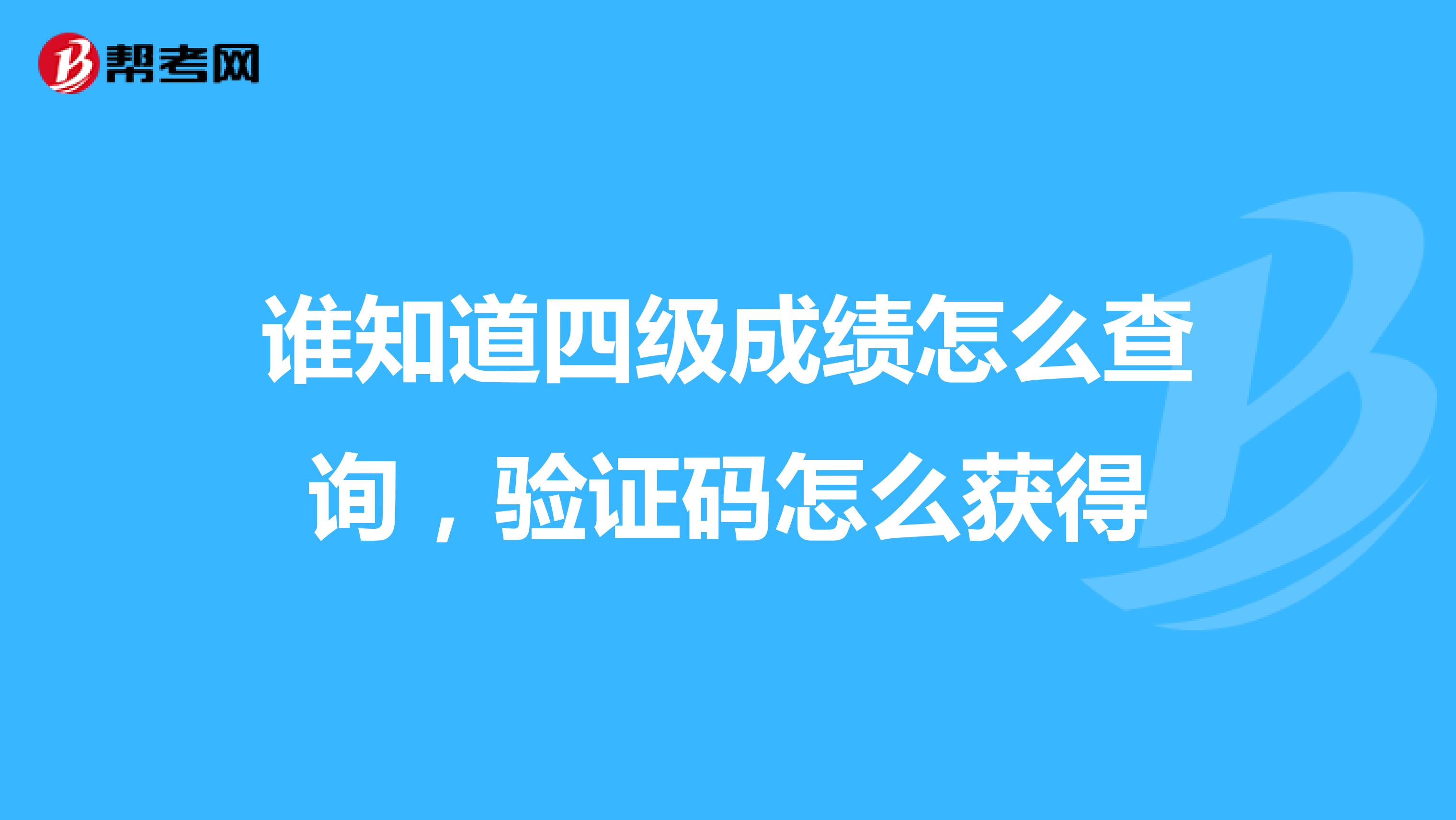 谁知道四级成绩怎么查询，验证码怎么获得