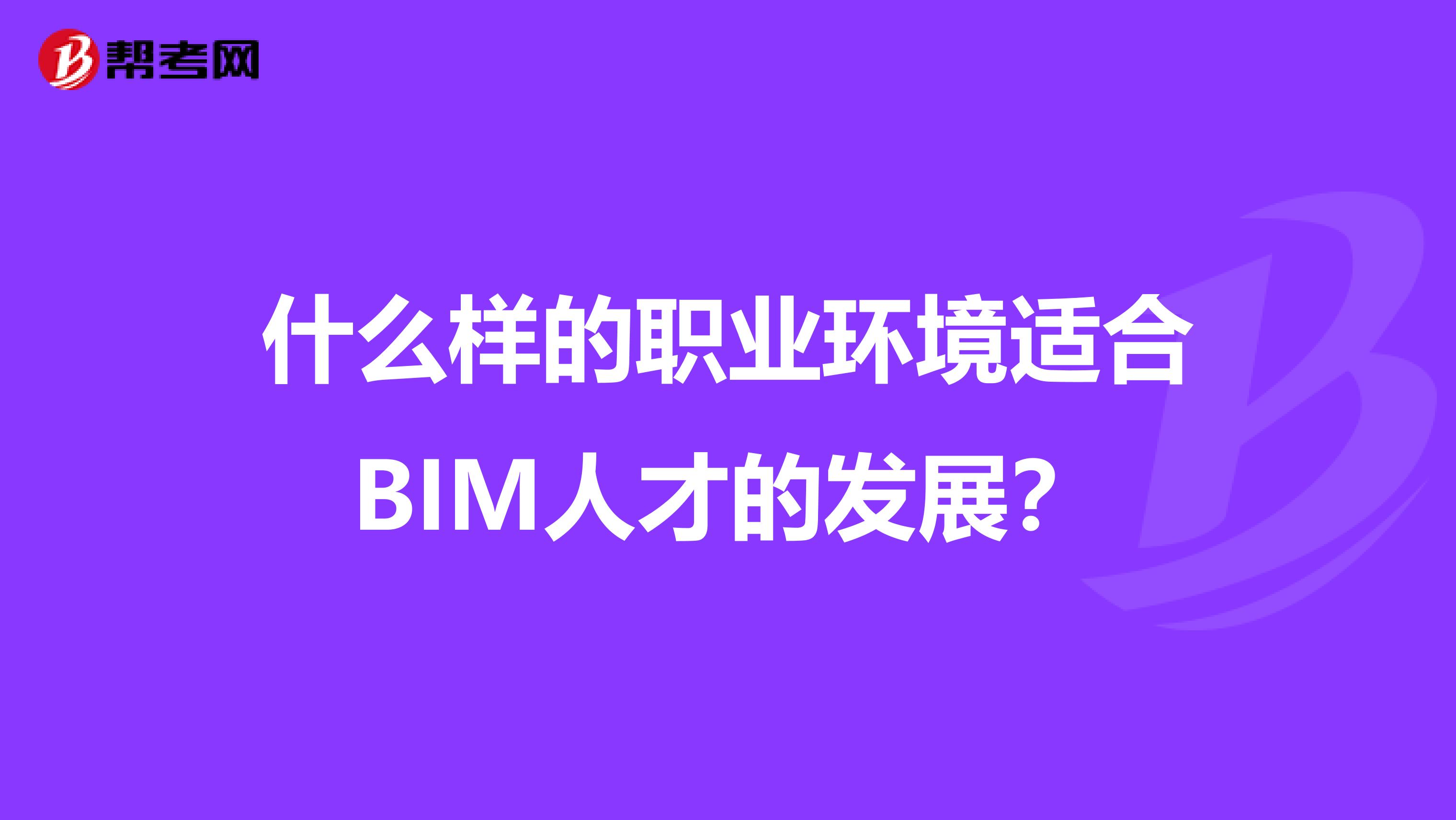 什么样的职业环境适合BIM人才的发展？